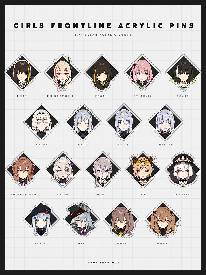 Girls Frontline Acrylic Pins product image (2)