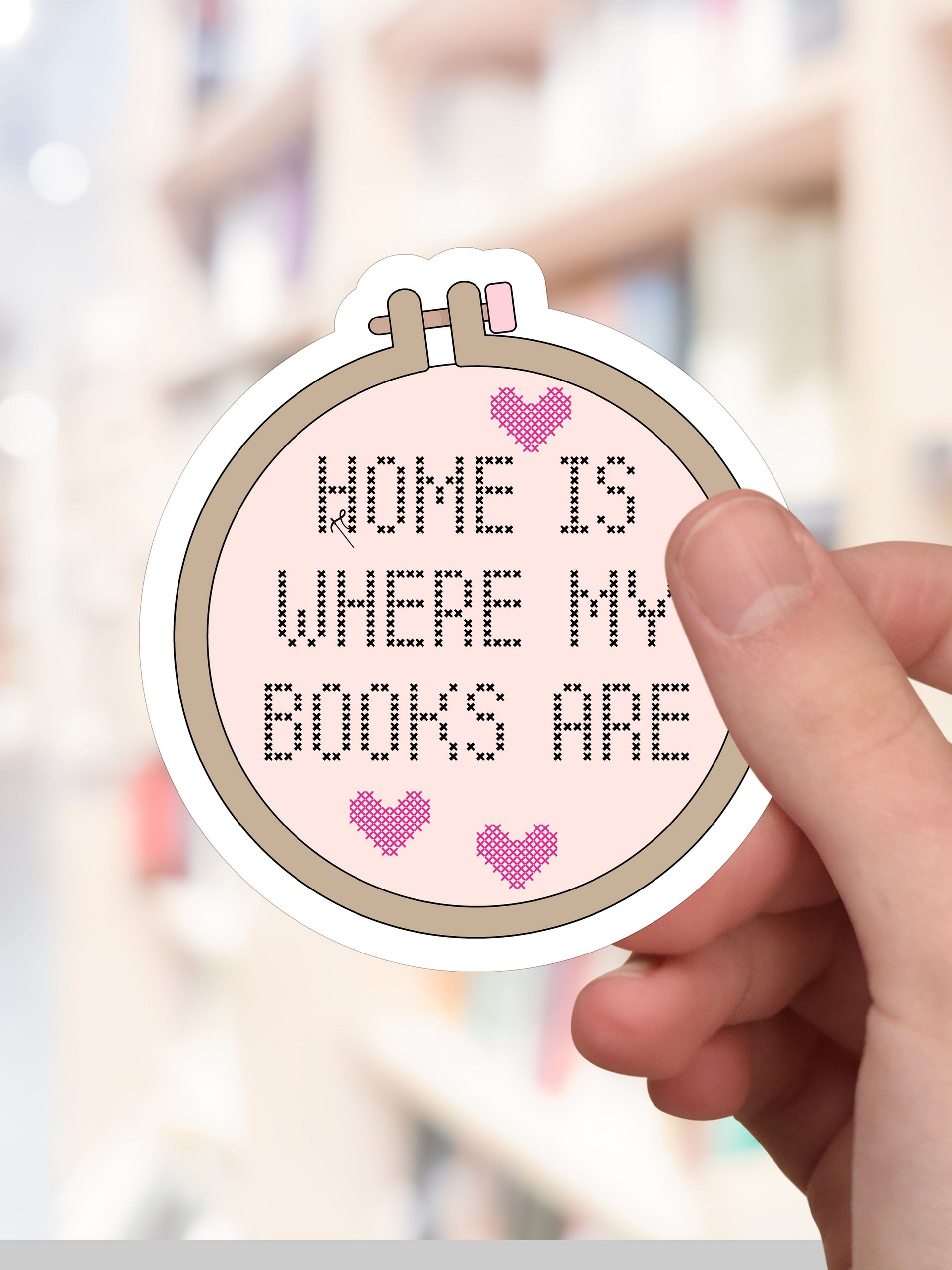 Home is Where My Books are Sticker - Embroidery Hoop Cross-Stitch product image (4)