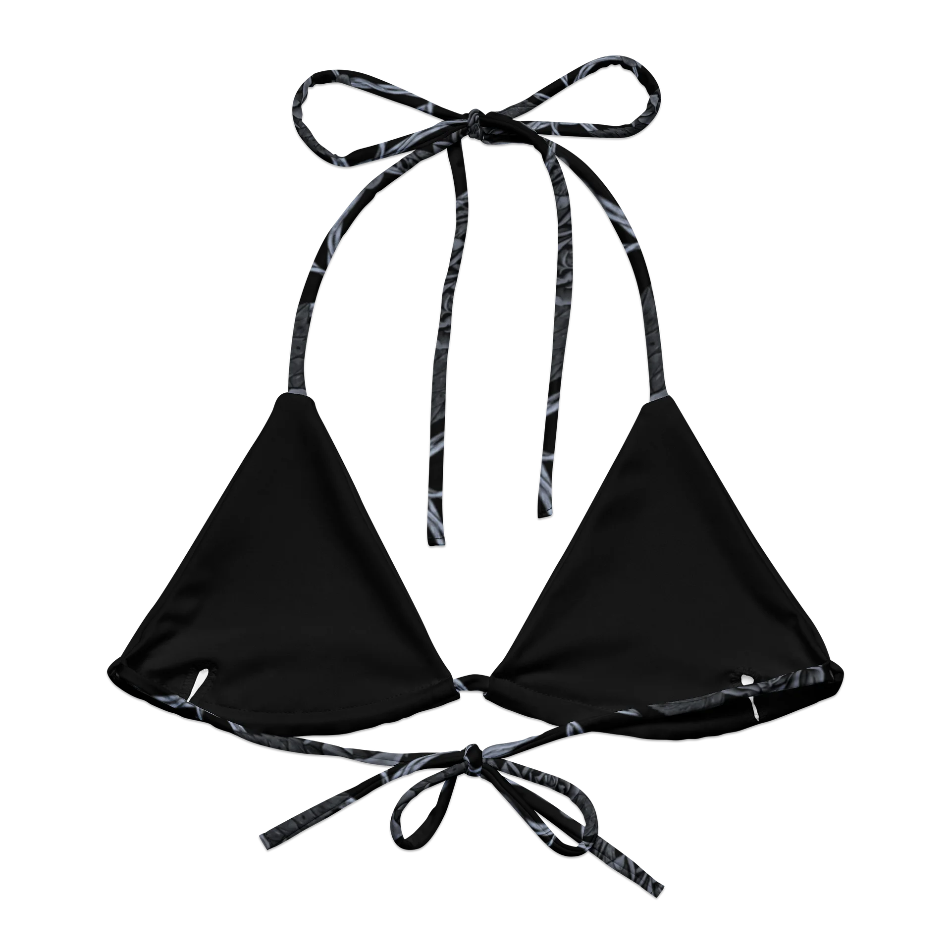 Grayscale Barbed Wire & Roses String Bikini Top product image (1)