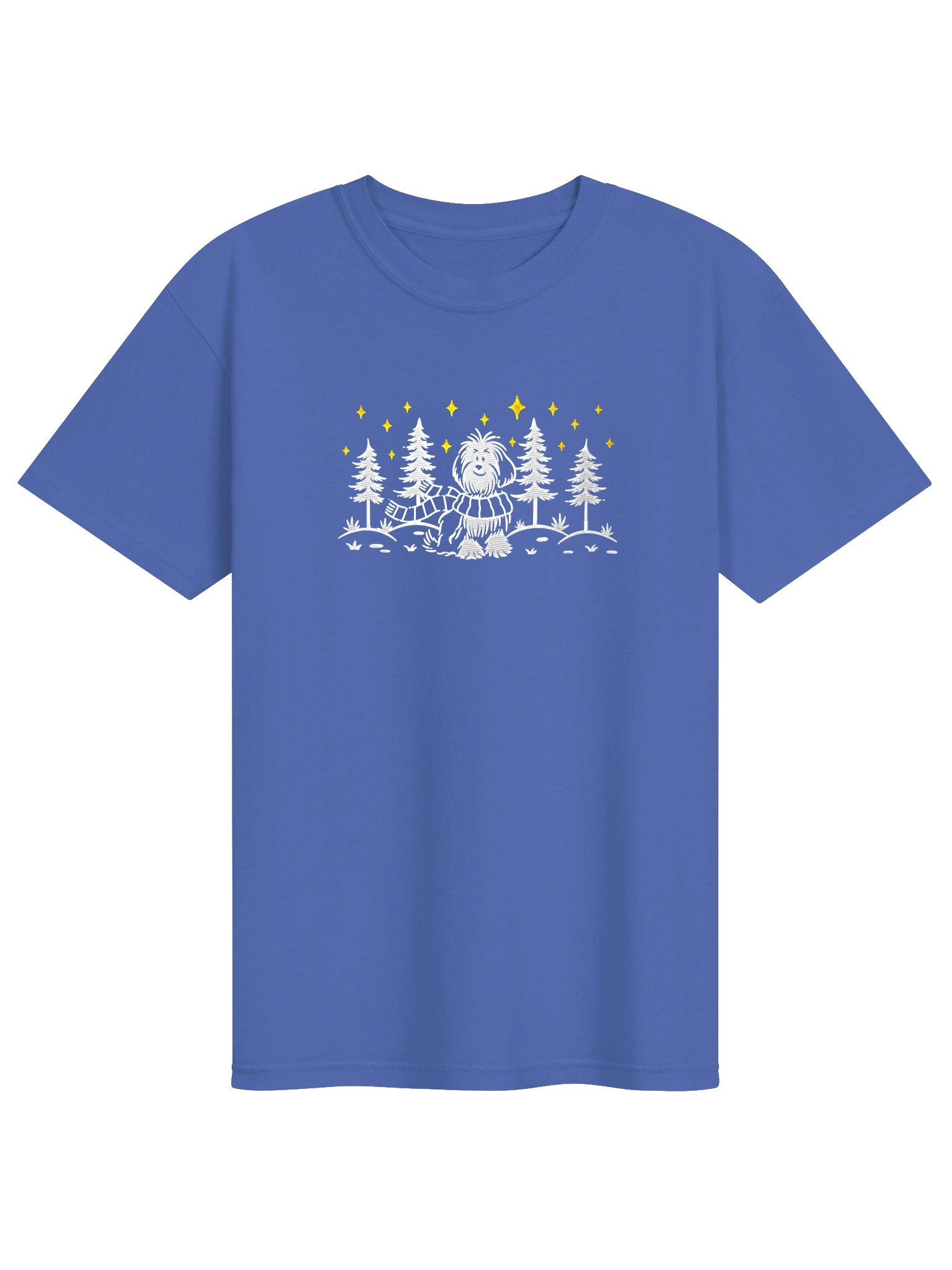 Old English Sheepdog Winter/Christmas Line Art Design Embroidered T-Shirt product image (25)