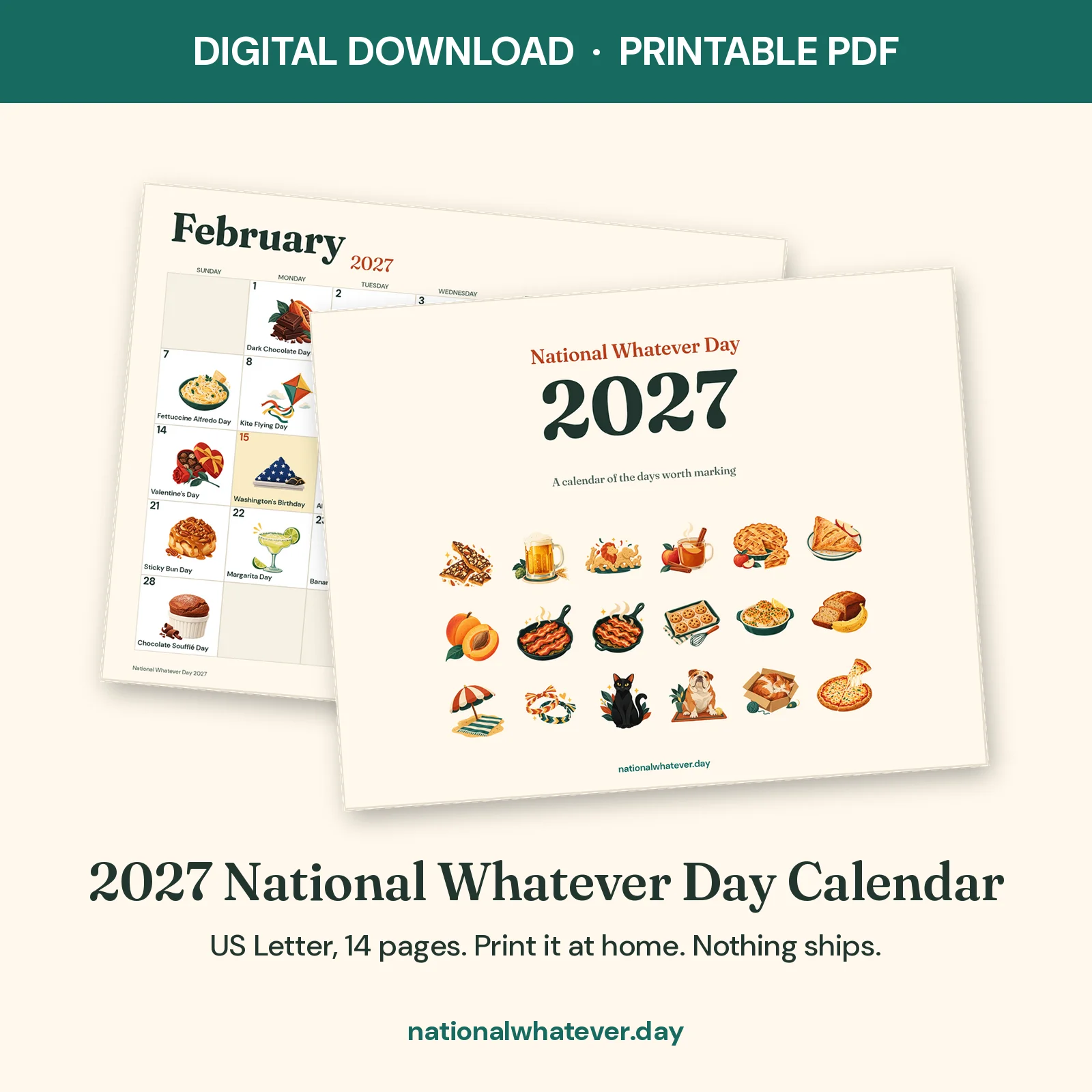 2027 National Whatever Day Calendar (Digital PDF Download, Printable) product image (1)