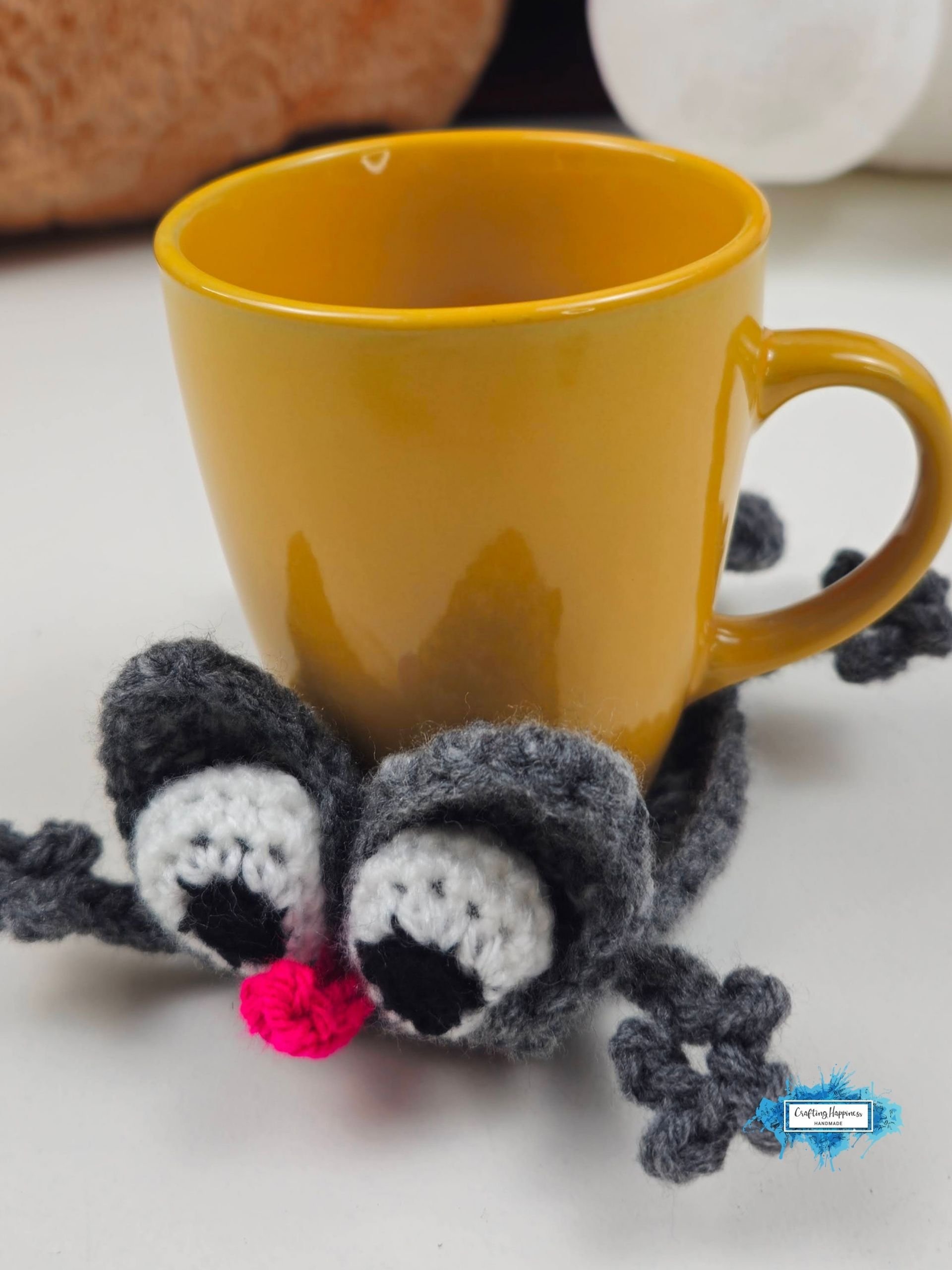 CROCHET PATTERN & VIDEO | Splat Cat Coaster | Funny Animal Mug Rug | Cute Feline Cup Mat | Funny Gift pdf product image (6)