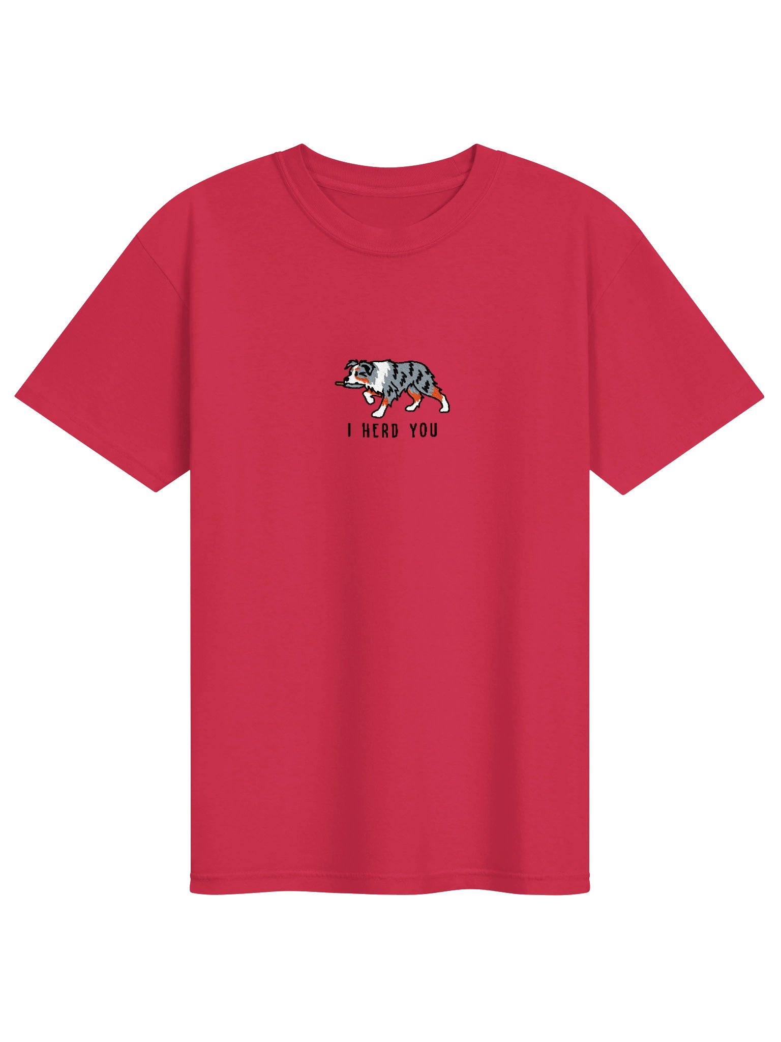 I Herd You Funny Chibi-Style Embroidered T-Shirt for Australian Shepherd(Blue Merle) Owners product image (19)
