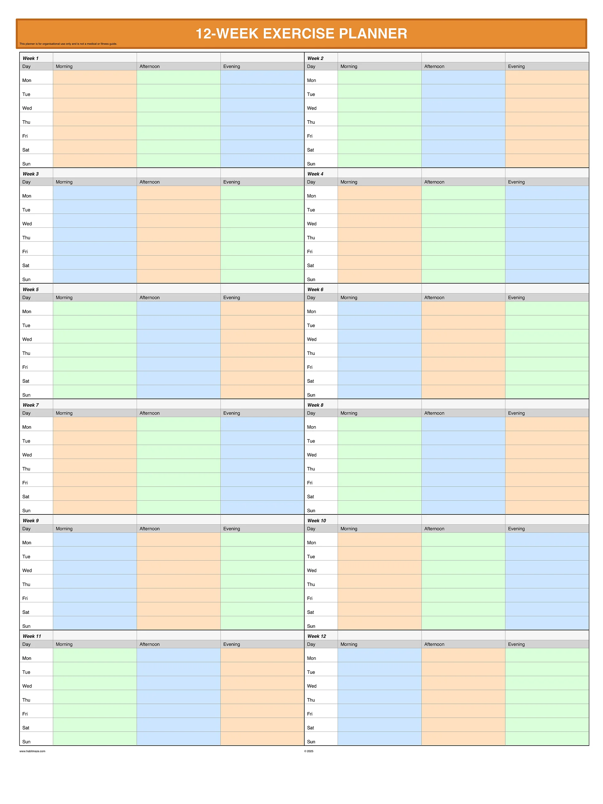 12 Week Exercise Planner product image (1)