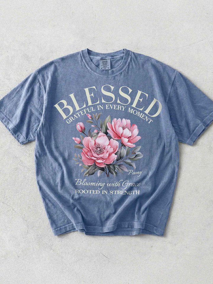 November Blessed Peony Flower Shirt – Blooming with Grace, Rooted in Strength Graphic Tee product image (1)