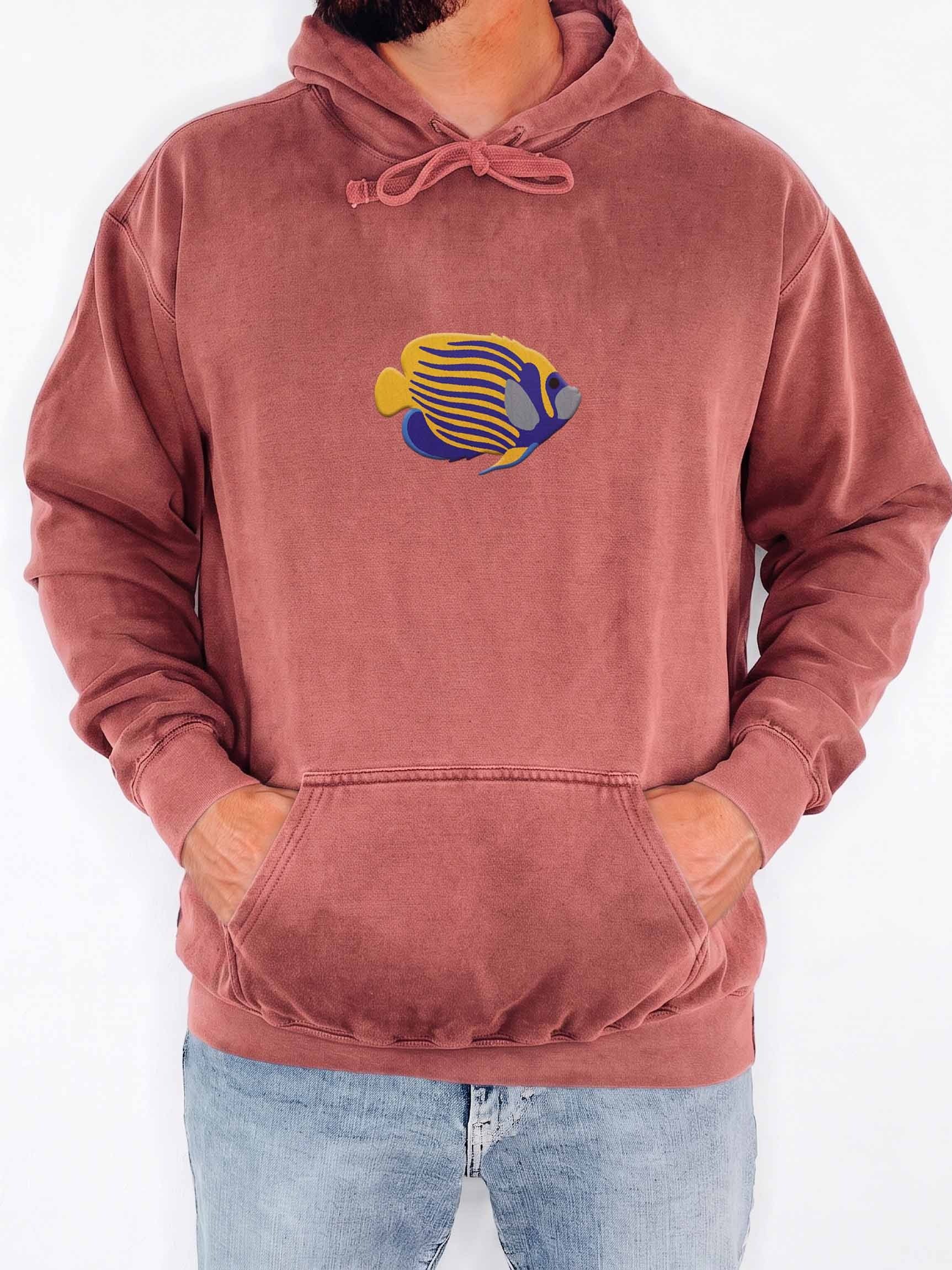 Emperor Angelfish Embroidered Hoodie | Saltwater Reef Aquarium Fish & Marine Life Apparel product image (2)