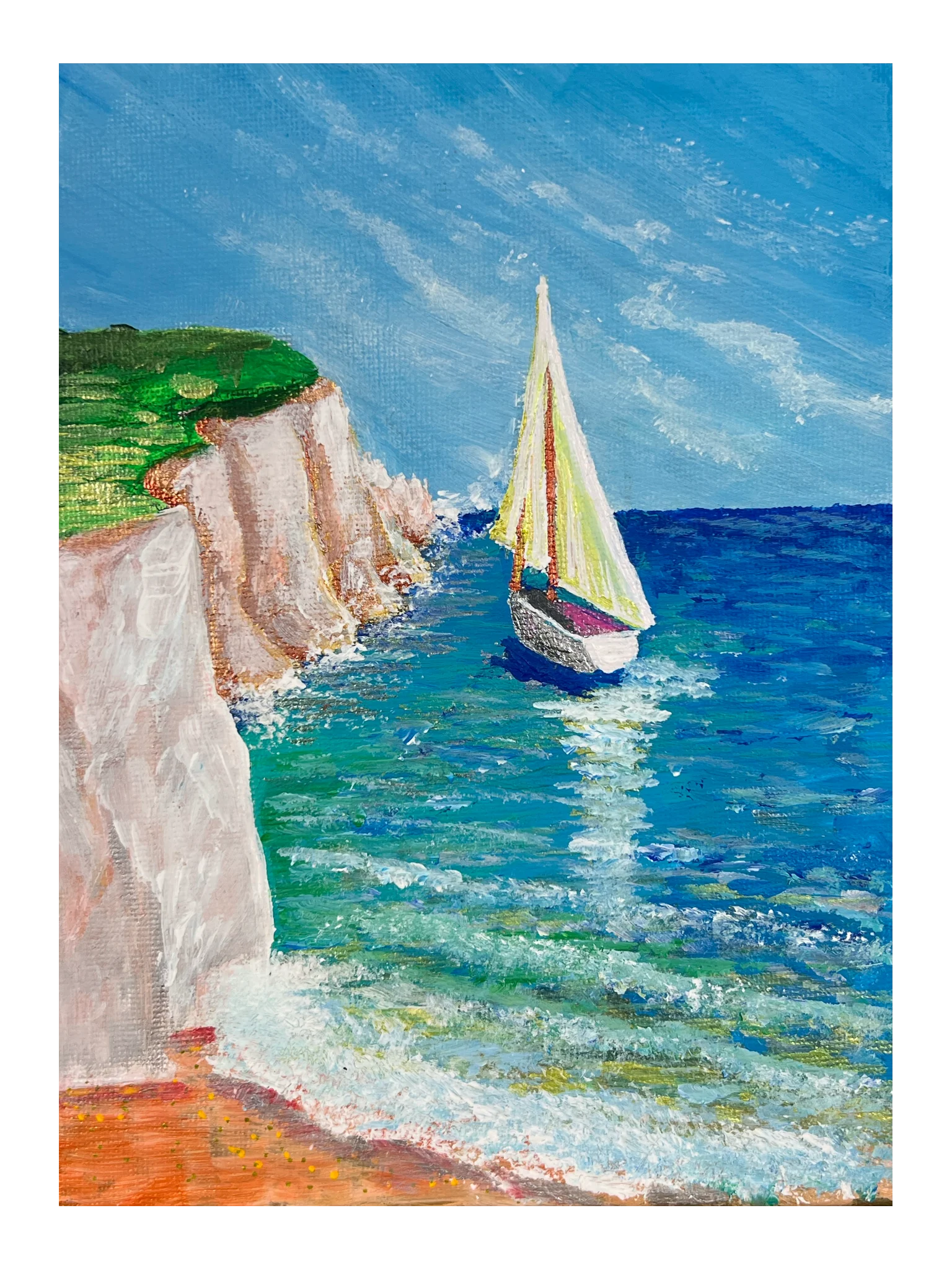 Sailboat by the Cliffs — Art Print product image (5)