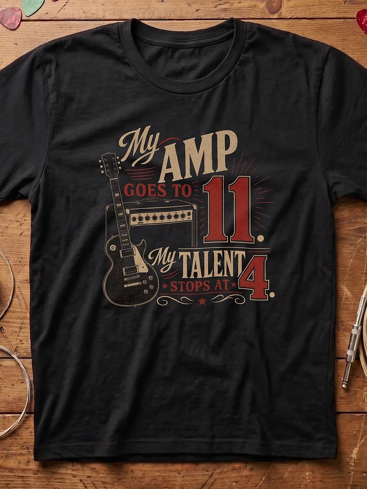 My Amp goes to 11 - guitar t-shirt | funny guitar t-shirts product image (1)