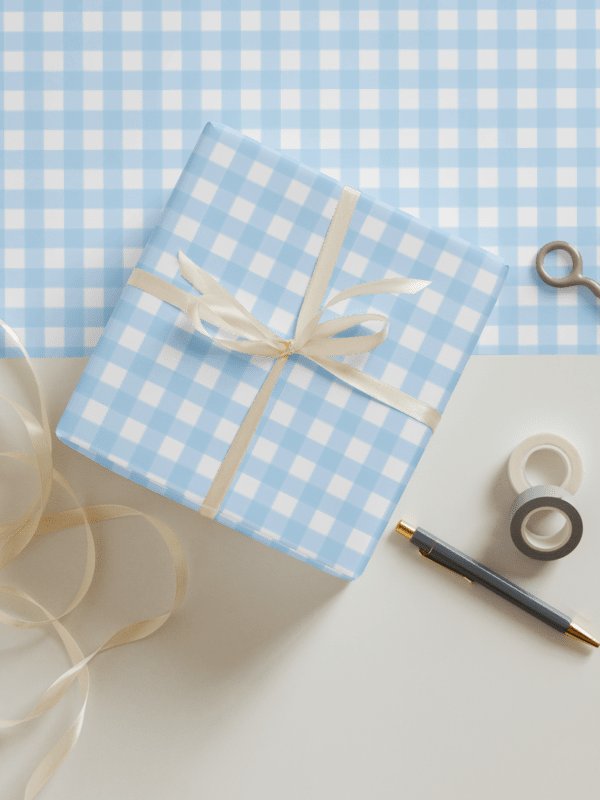 Classic Blue Gingham Gift Wrap Set (Set of 3) product image (1)