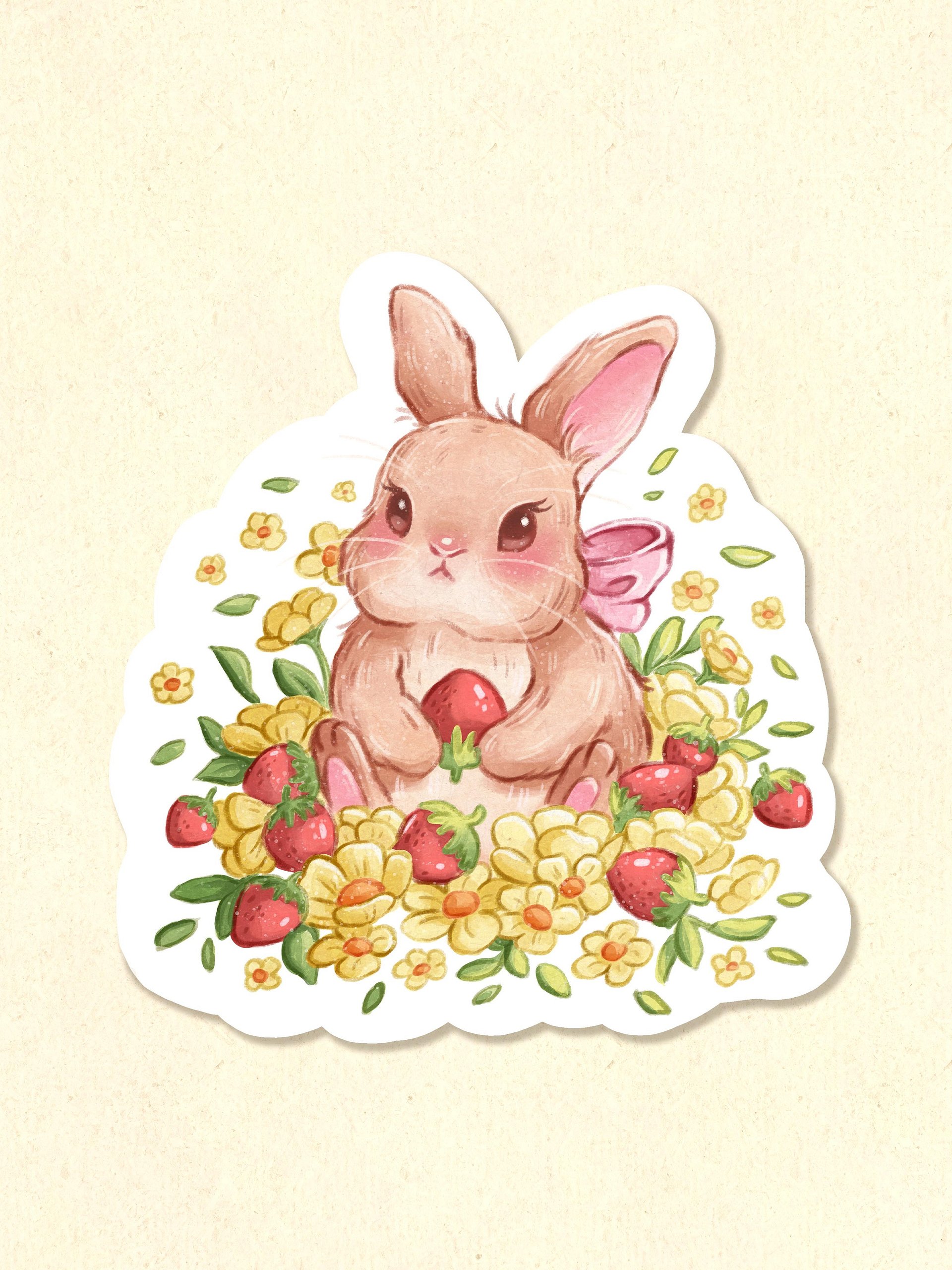 Bunny Strawberry - Sticker 3x3 product image (1)