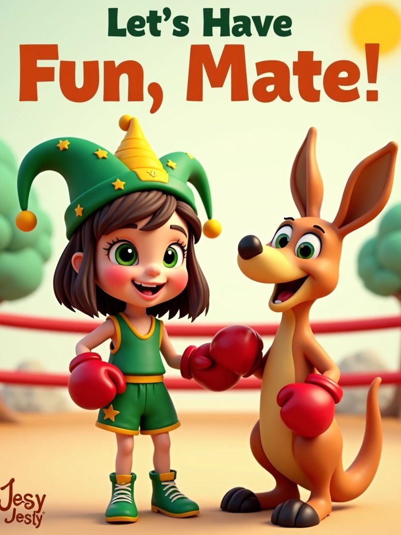 🦘 JessyJesty Downloadable Poster – Knockout Fun with Kangaroo Boxing! product image (1)