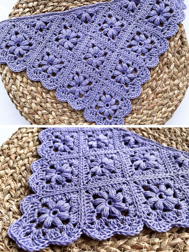 Crochet Pattern: Puff Flower Square Bandana product image (2)