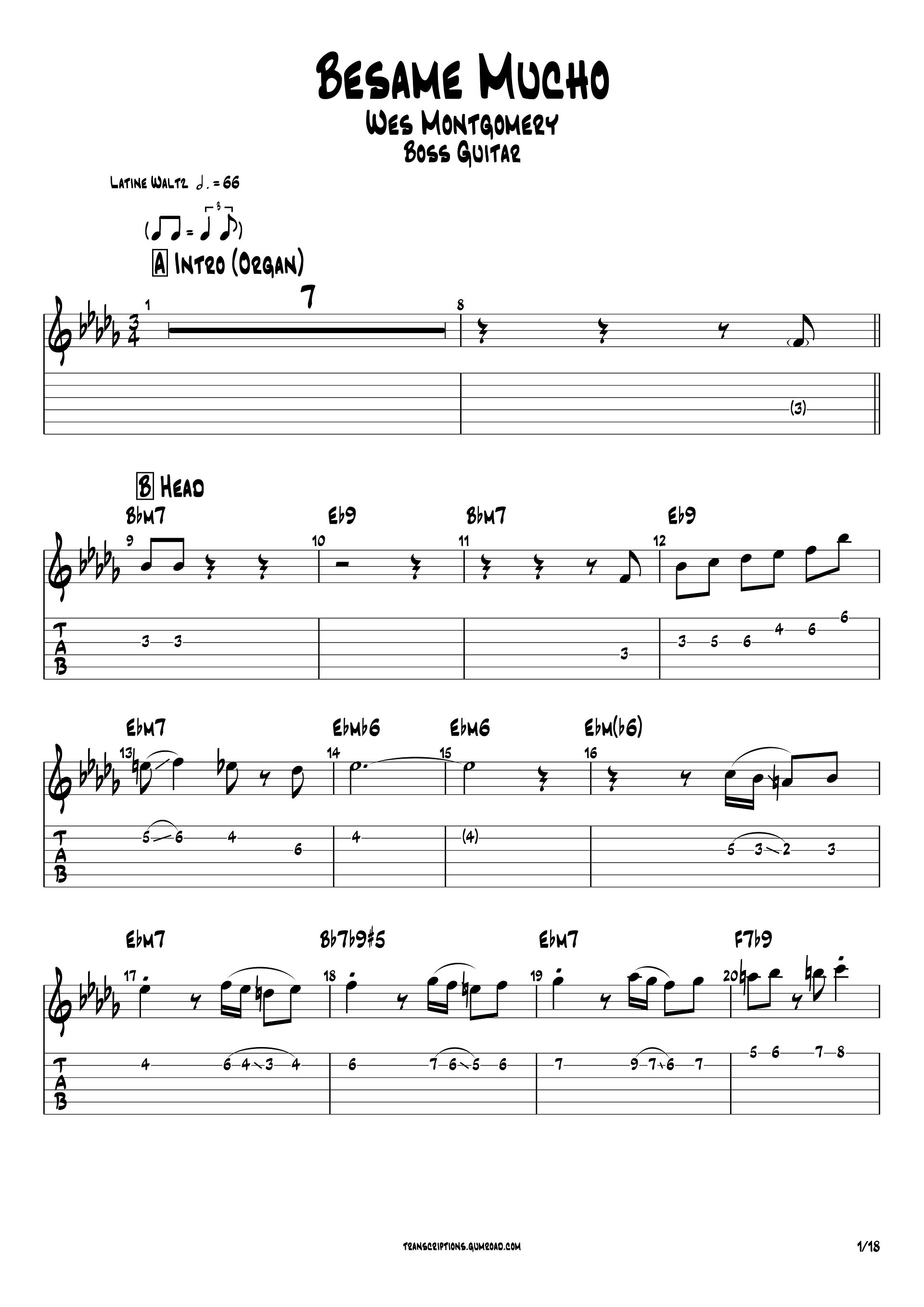 (Transcription PDF) Besame mucho - Wes Montgomery product image (2)