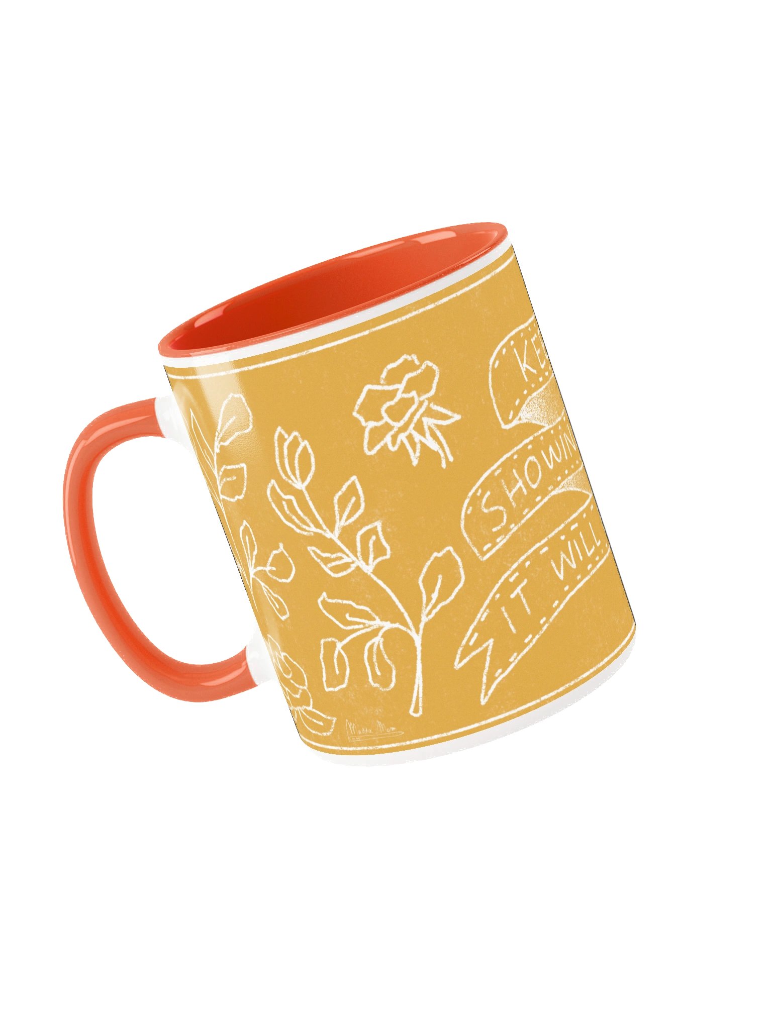Keep Showing Up Floral Productivity Mug – Cozy Motivational Desk Illustration product image (15)
