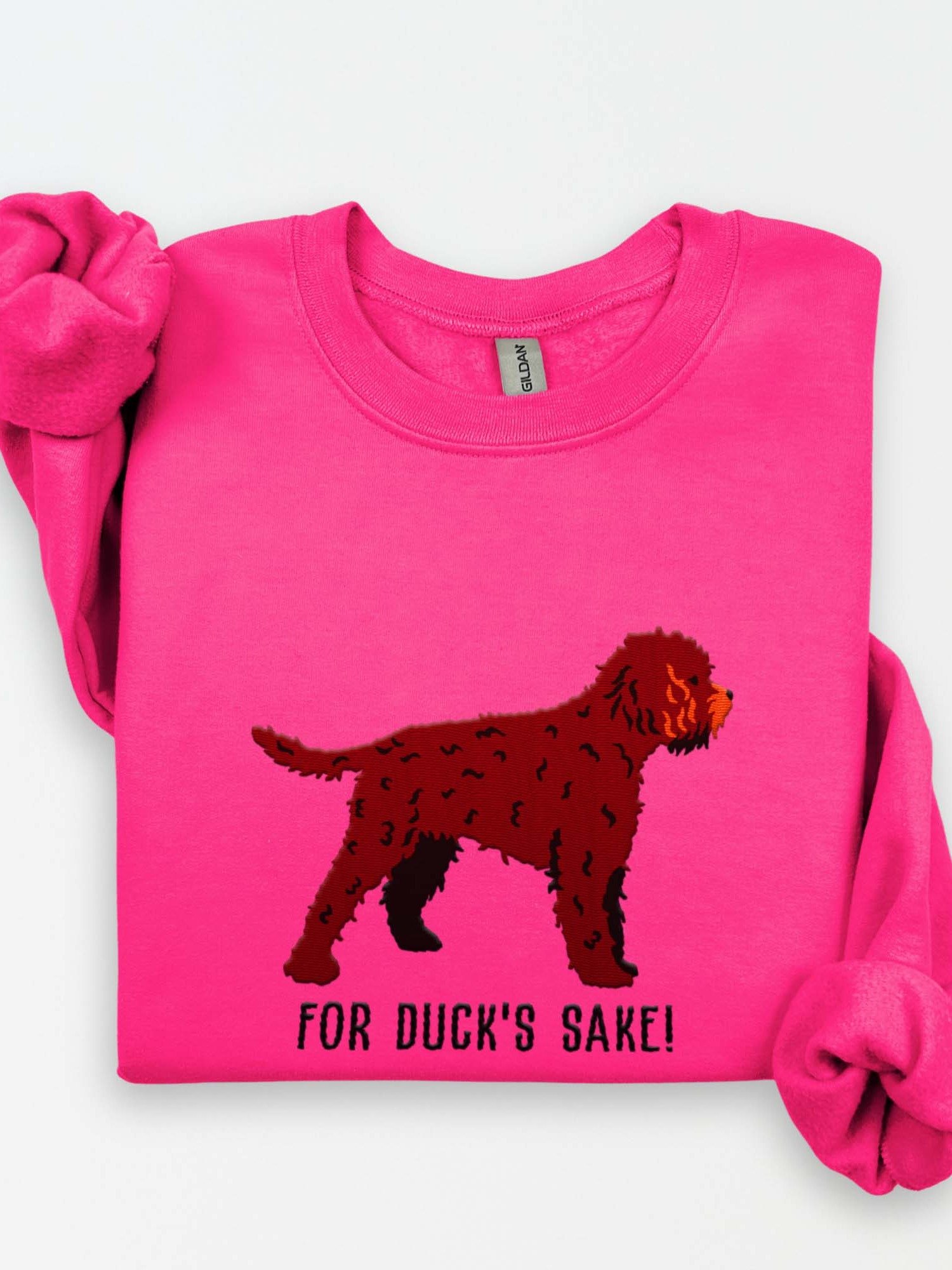 For Duck's Sake Sweatshirt (Embroidered) of a Lagotto Romagnolo(Liver) product image (1)