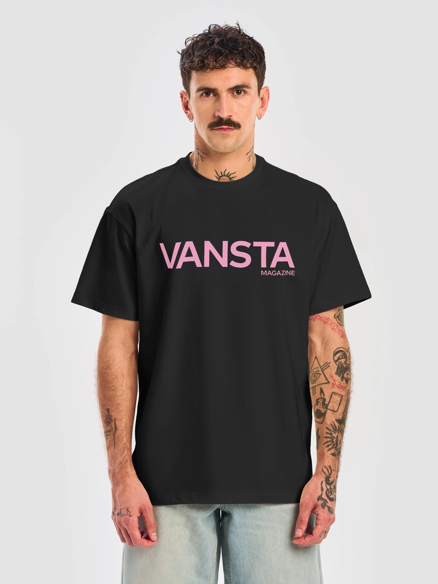 VANSTA Heavyweight Box Tee · Black w/ Pink Logo product image (5)