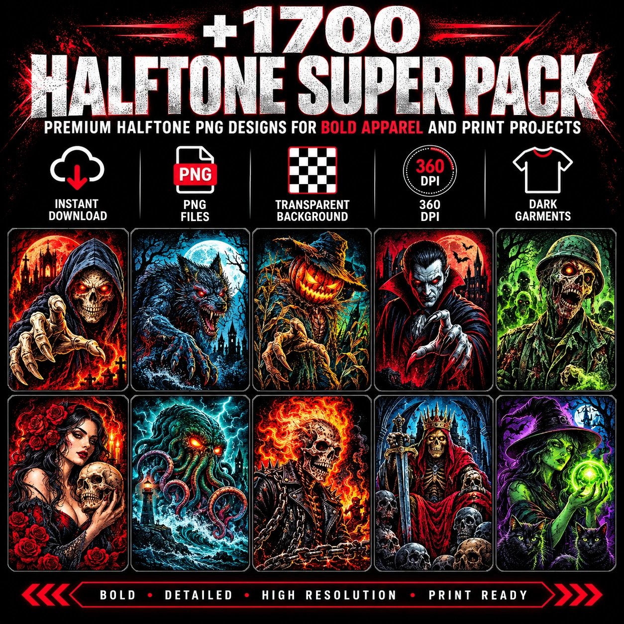 Halftone Super +1700: Premium DTF/DTG Graphics Vault product image (1)