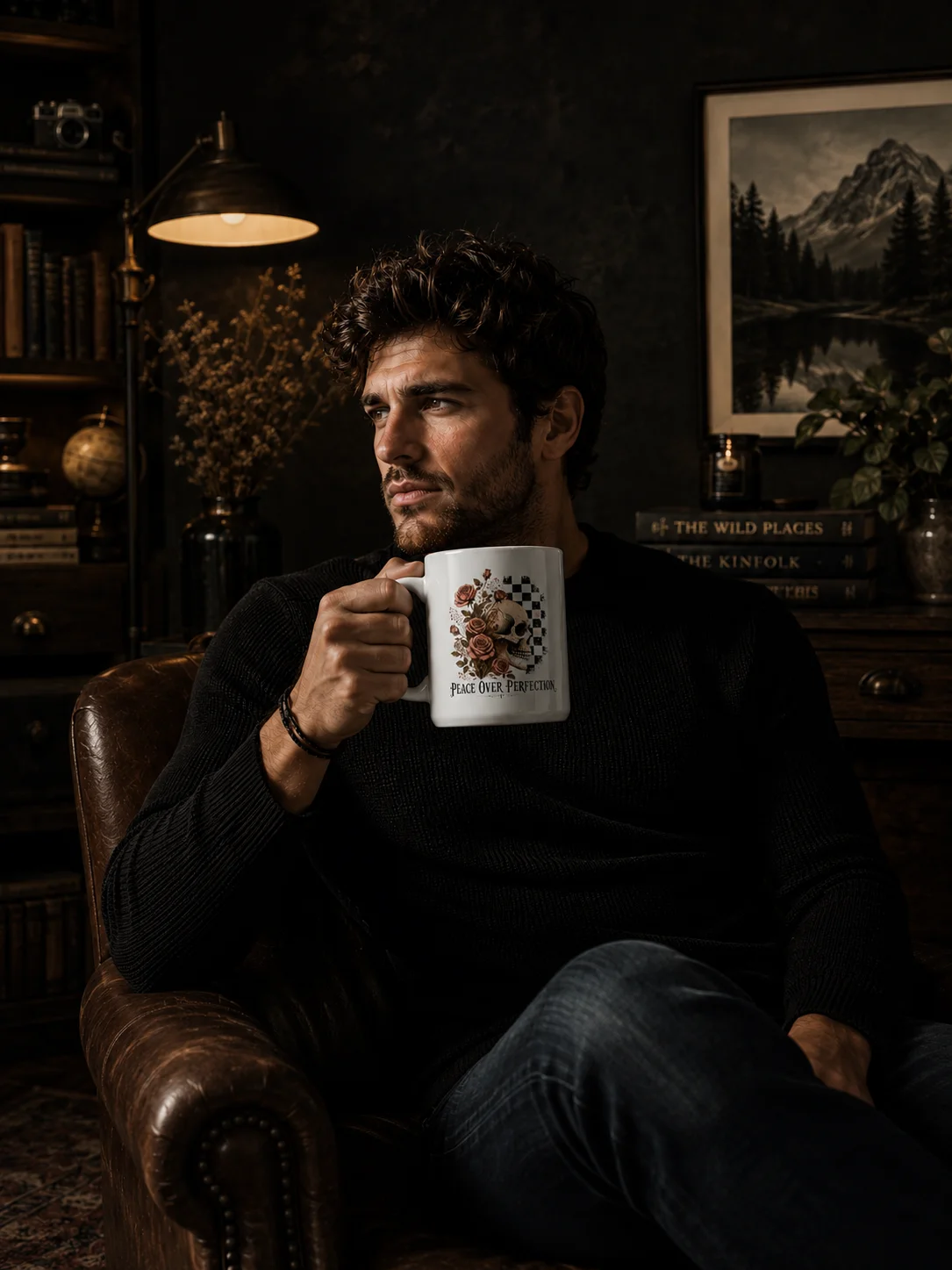 Peace Over Perfection | Vintage Floral Skull Ceramic Mug product image (2)