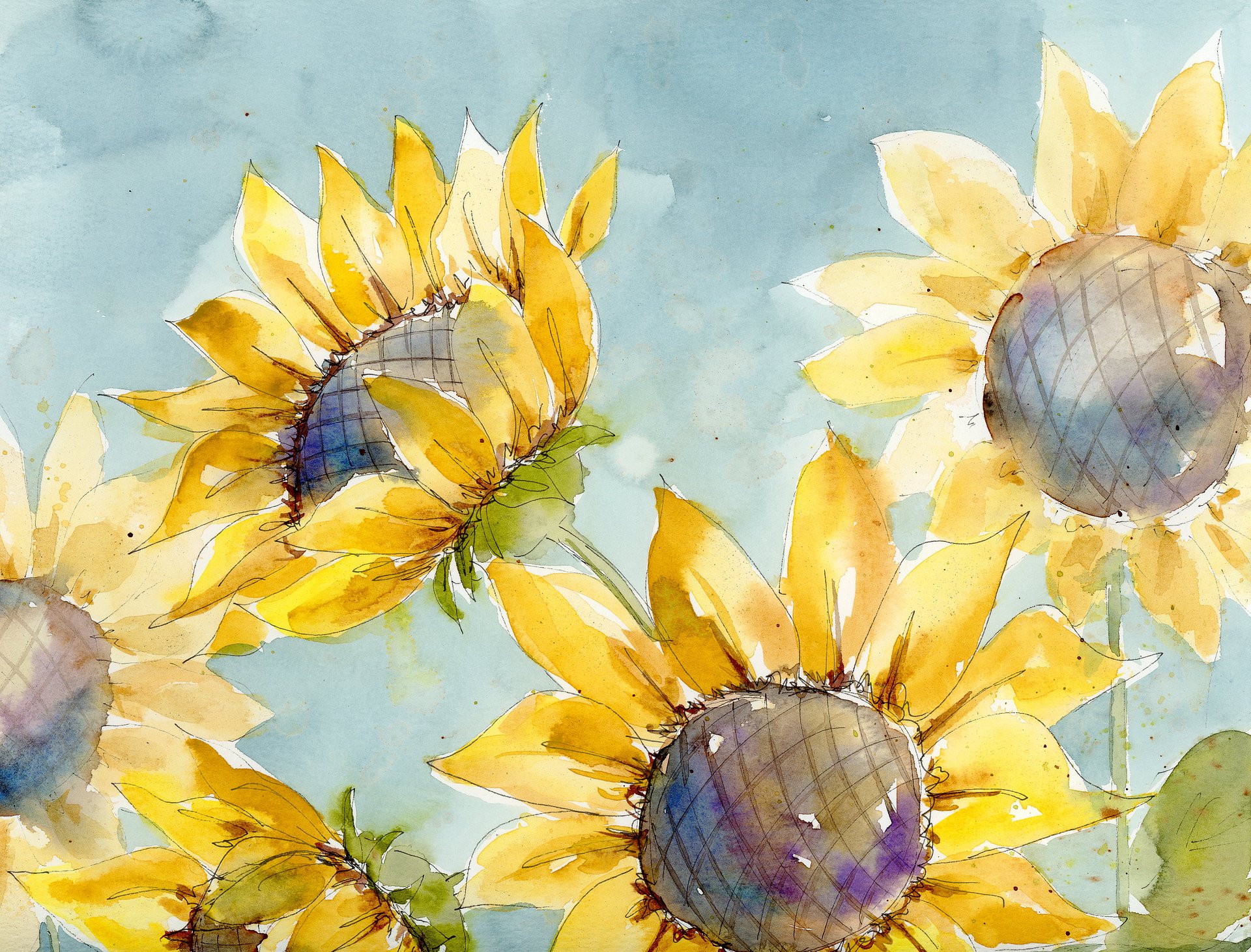Floral Watercolor Print - Sunflower Field product image (2)