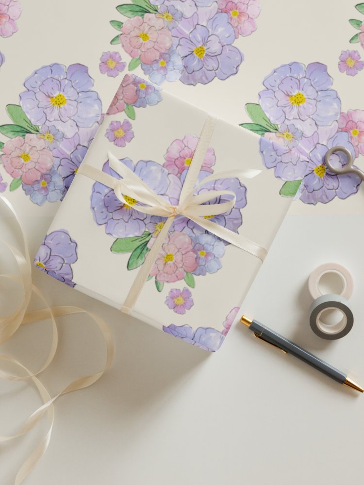 Gingham Blossoms Wrapping Paper Set of 3 Sheets product image (1)