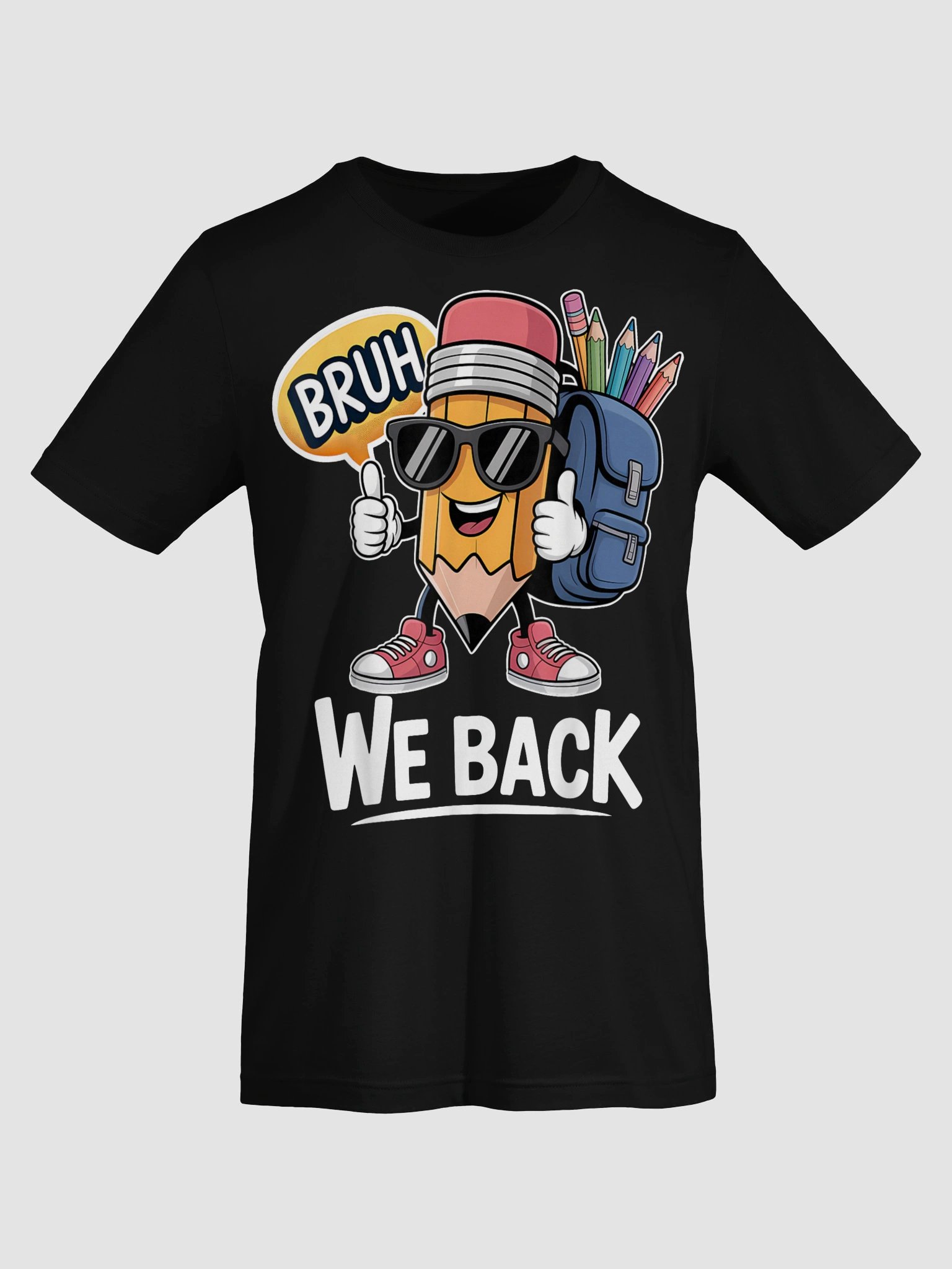 Bruh We Back Cute Pencil Teacher Student Boys Back to School T-Shirt product image (47)