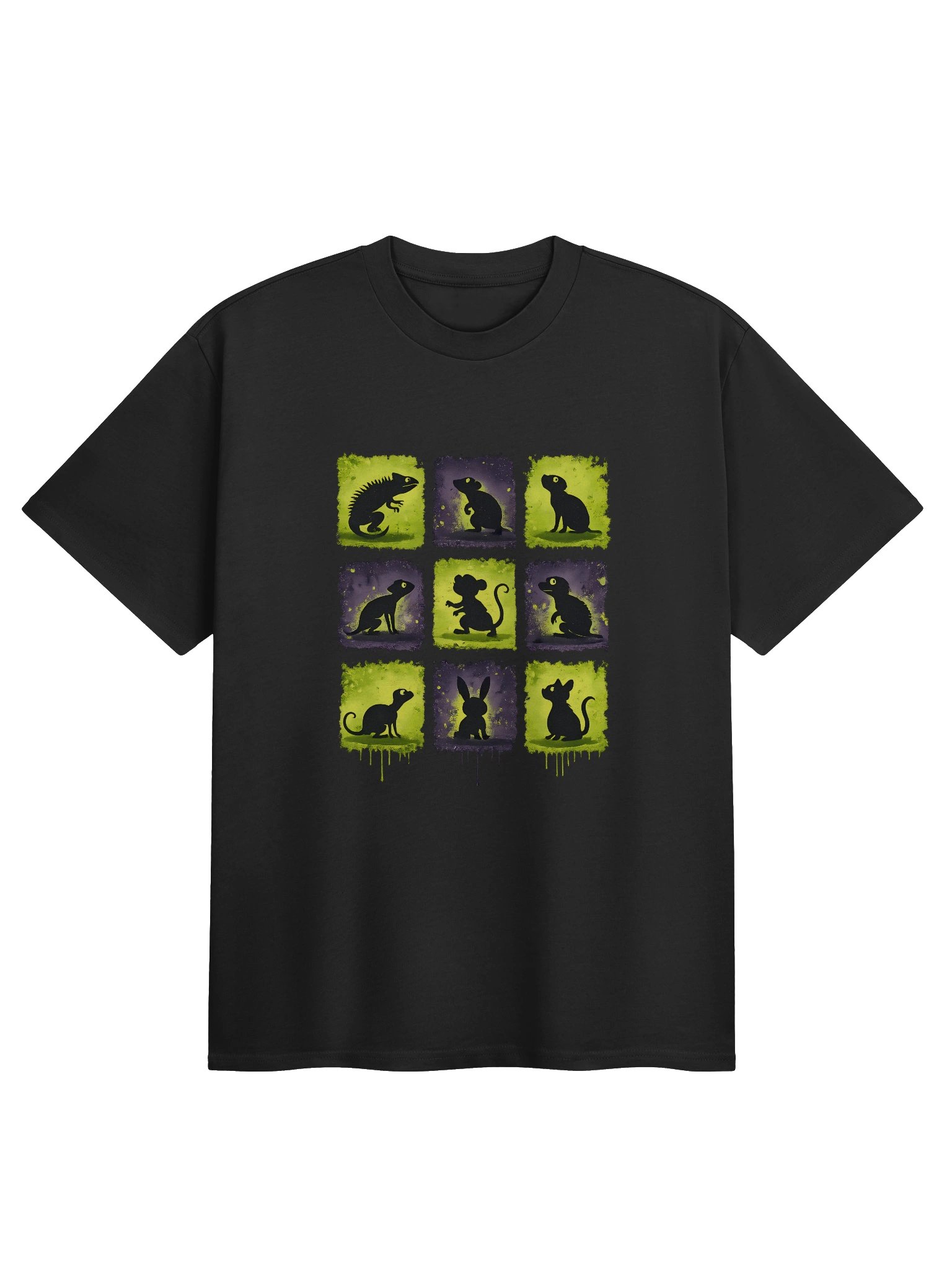 Neon Animal Silhouette Grid T-Shirt product image (1)