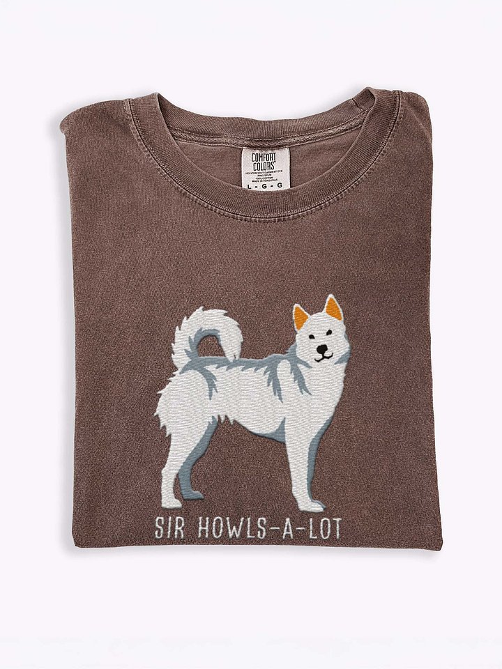 Sir Howls-A-Lot T-Shirt(Embroidered) of a Siberian Husky(White) product image (1)
