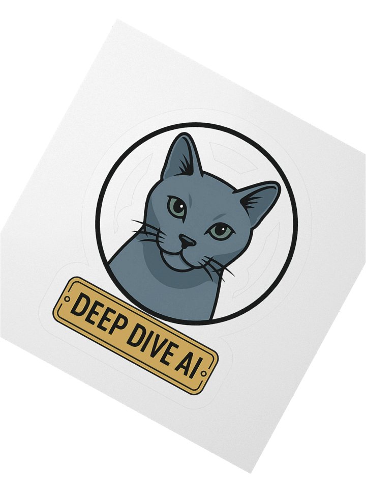Deep Dive AI — Brass Plate Cat Emblem Sticker (Die-Cut, Matte) product image (2)