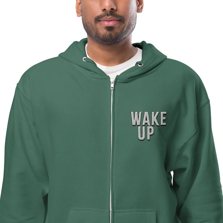 “Wake Up” zip hoodie – cinematic rock fleece from Seven Shades of Nothing - Fleece Zip Up Hoodie product image (2)