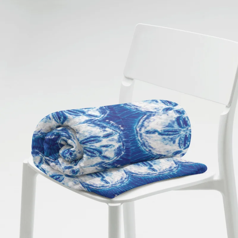 Sand Dollar Tie-Dye Throw Blanket | Coastal Blue & White Cozy Blanket | by Monique Faella Designs™ product image (7)