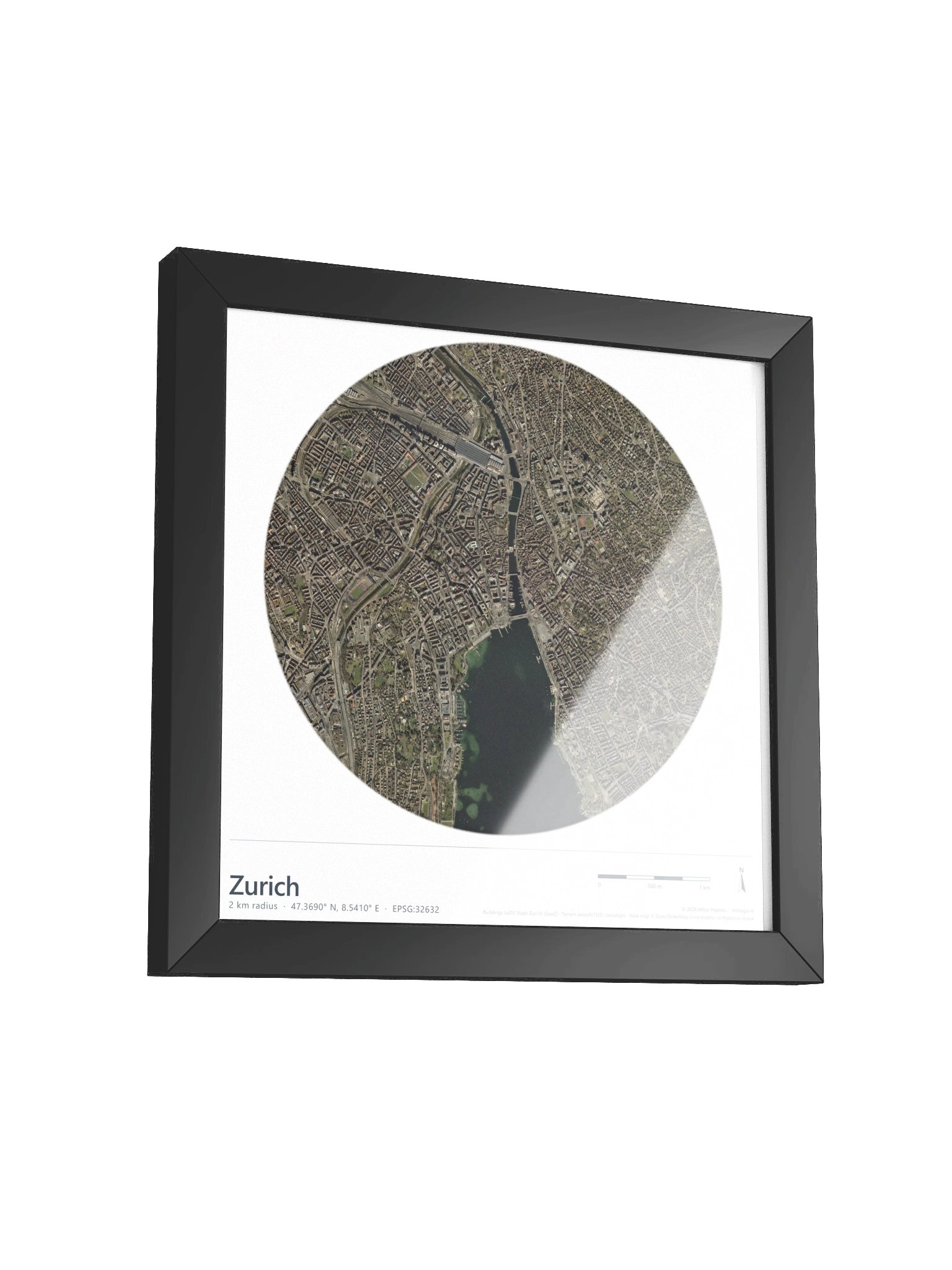Zurich — Path-Traced 3D Orthophoto City Map · Framed Matte Poster product image (15)