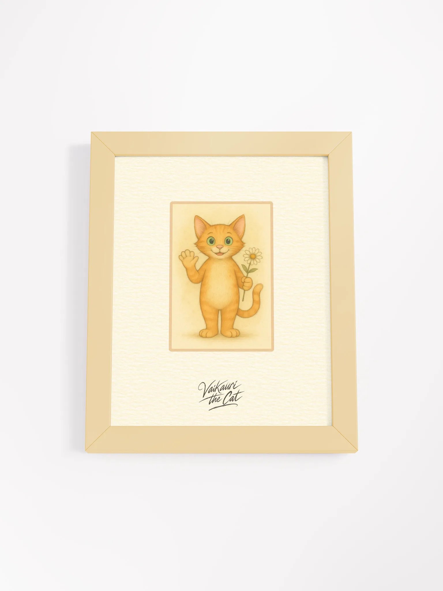 Vaikauri the Cat Vibrant Matte Artprint in Ayous Wood Frame product image (2)