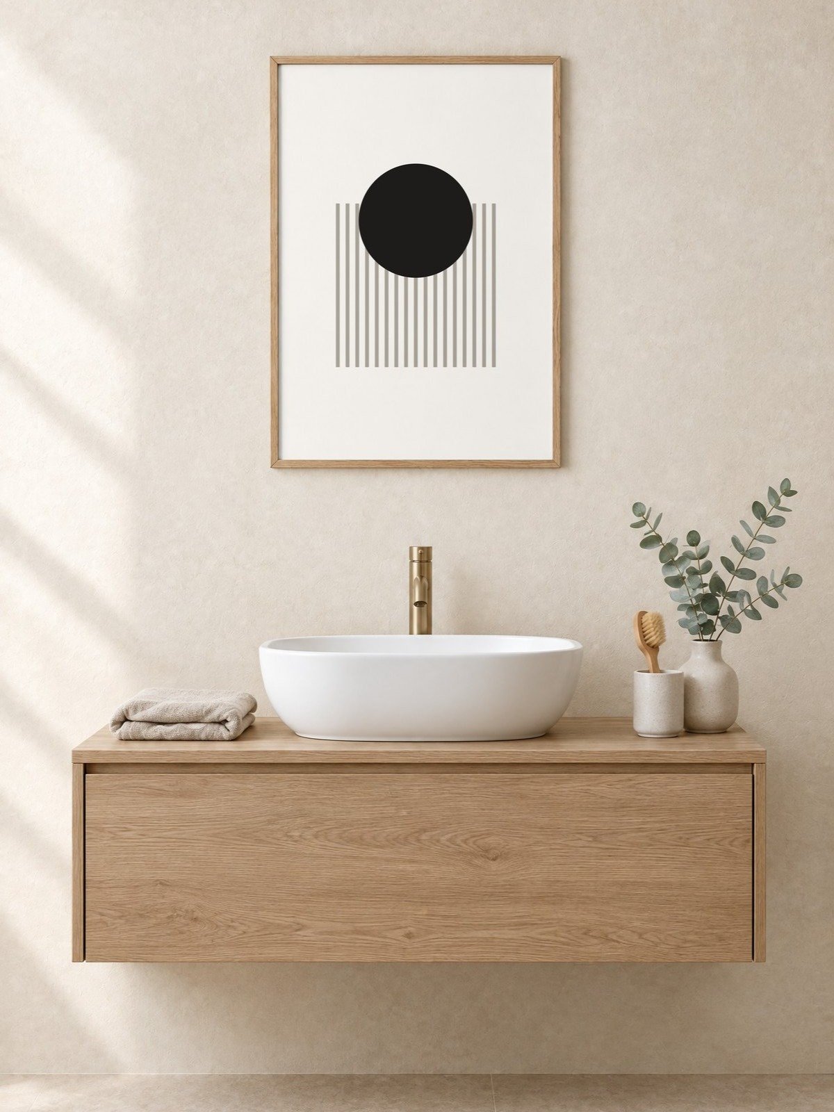Black Sun Abstract Print | Modern Bathroom Wall Art product image (1)