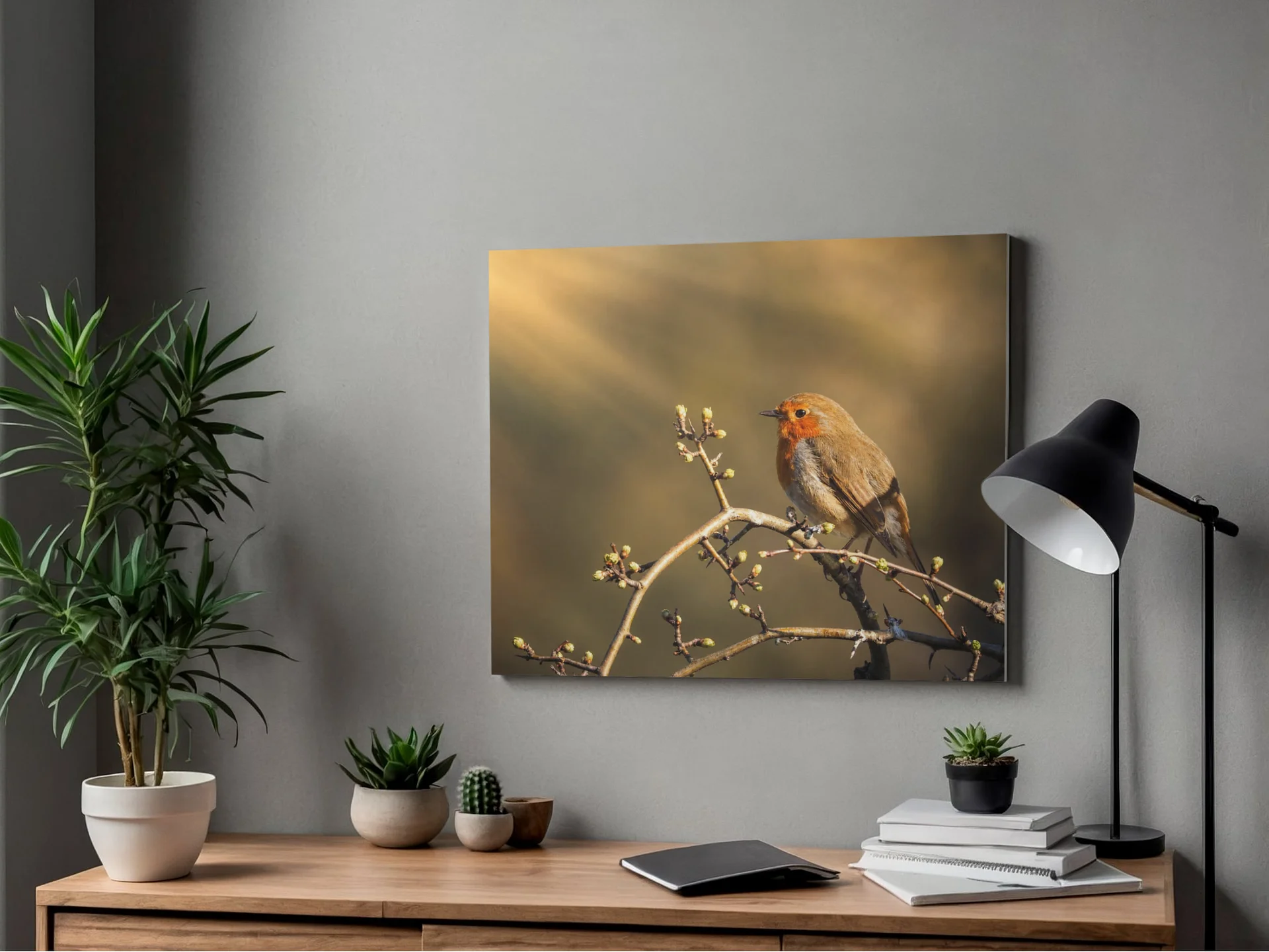 Golden hour Robin Bird Canvas product image (1)