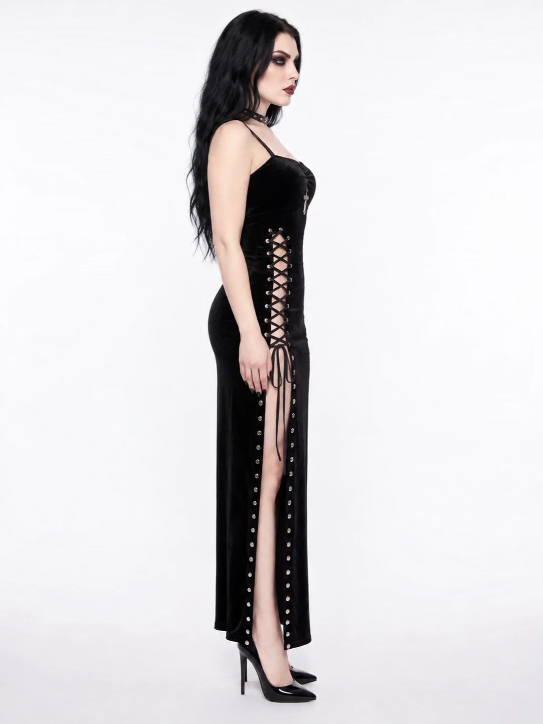 Midnight Cross™ Gothic Velvet High-Slit Dress product image (3)