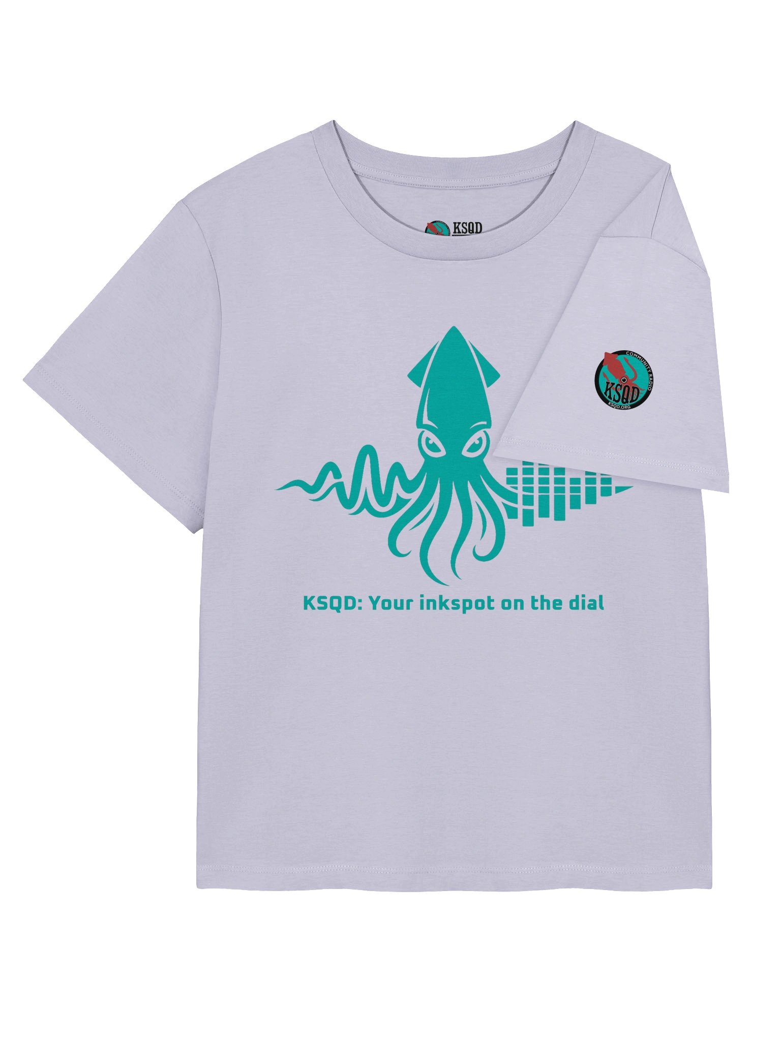 KSQD “Inkspot Soundwave” Organic Ribbed Neck T-Shirt (Blue Squid) product image (8)
