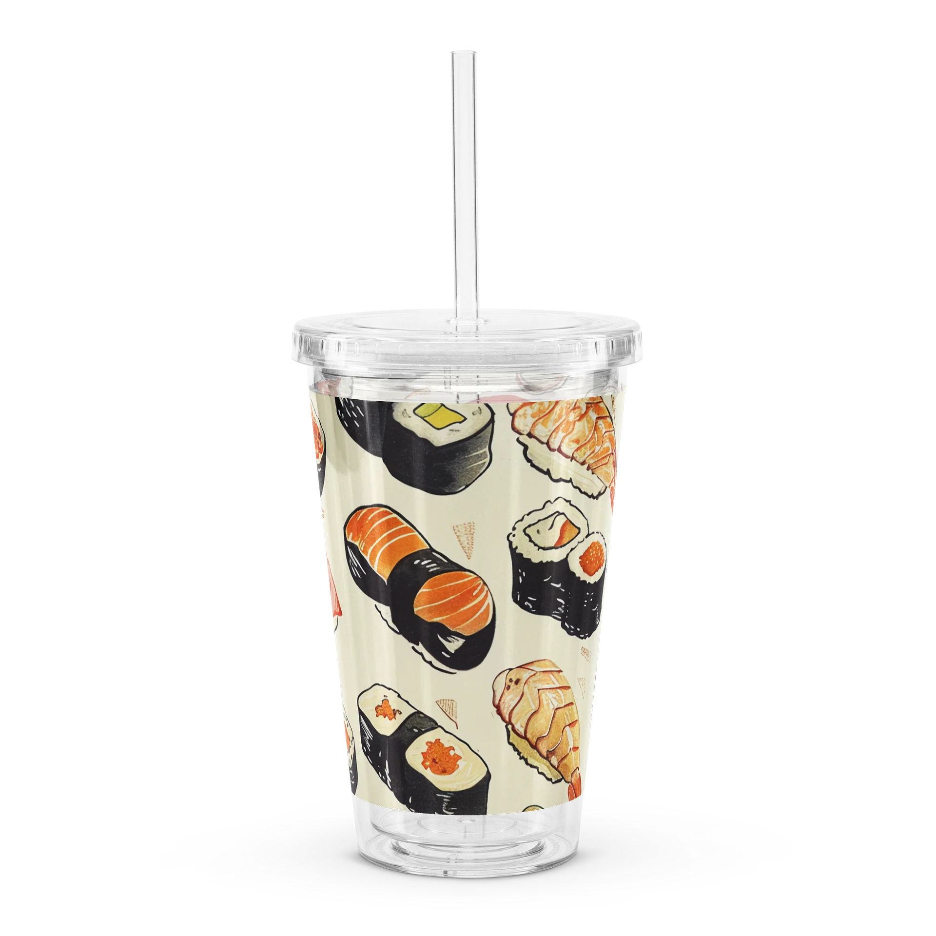 Japanese Sushi Acrylic Tumbler with Straw | Cute Watercolor Food Print Cup product image (5)
