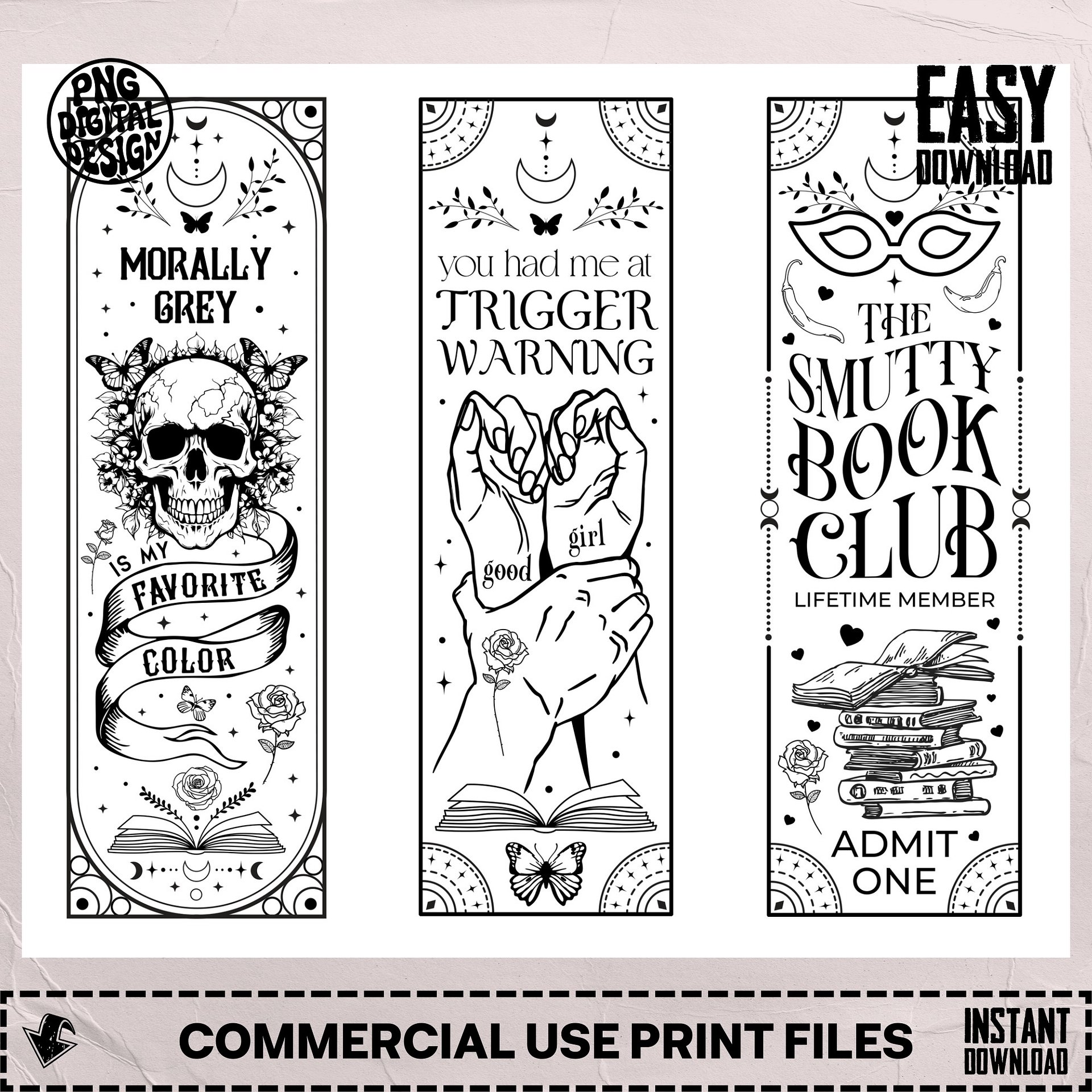 Smutty Bookish Dark Romance Reader SVG PNG, 20oz Skinny Tumbler Wrap, Witchy Tarot Seamless Full Wrap Sublimation Design, Digital Download product image (6)