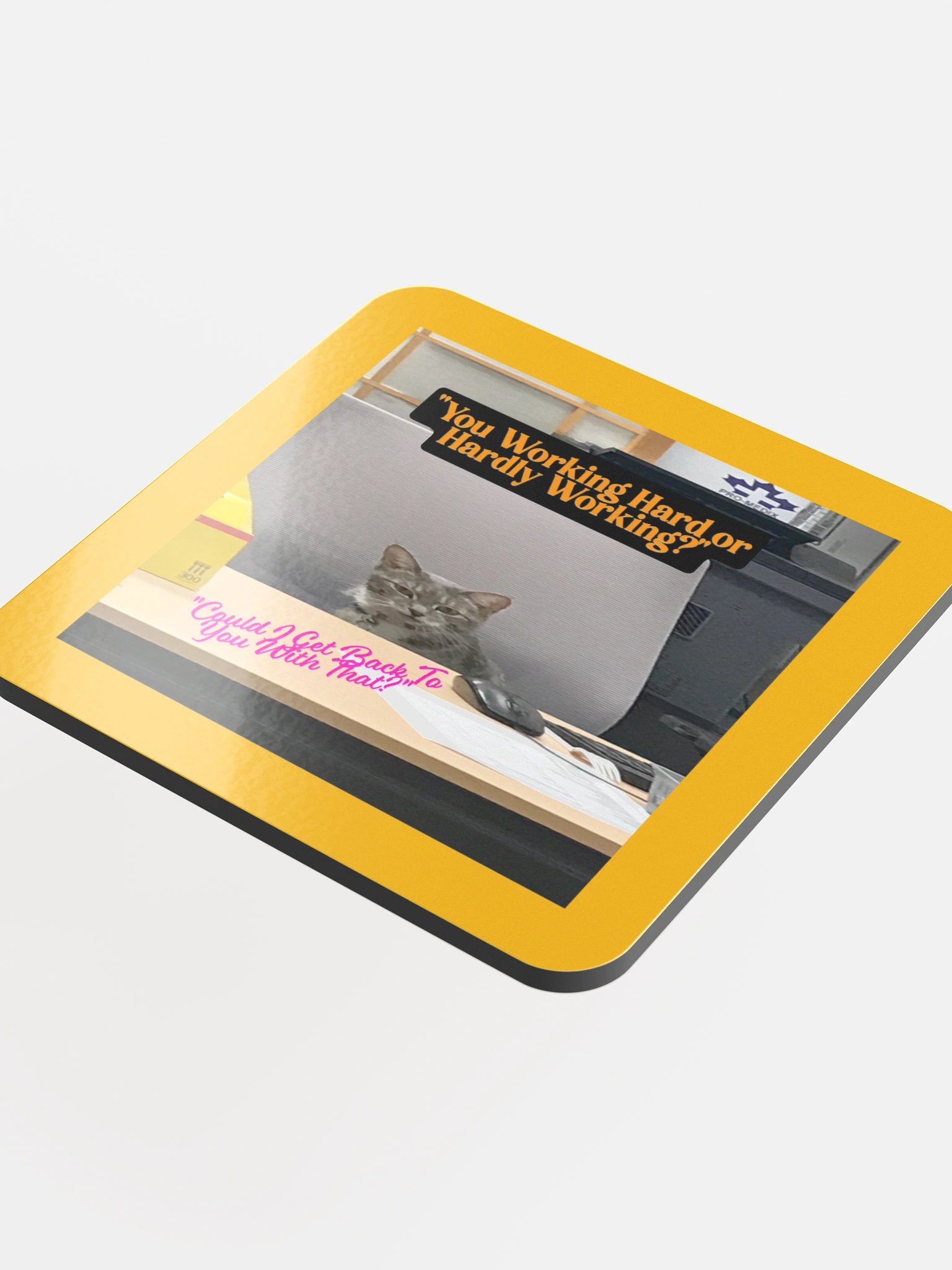 Hard Working Office Cat Cork Coaster product image (4)
