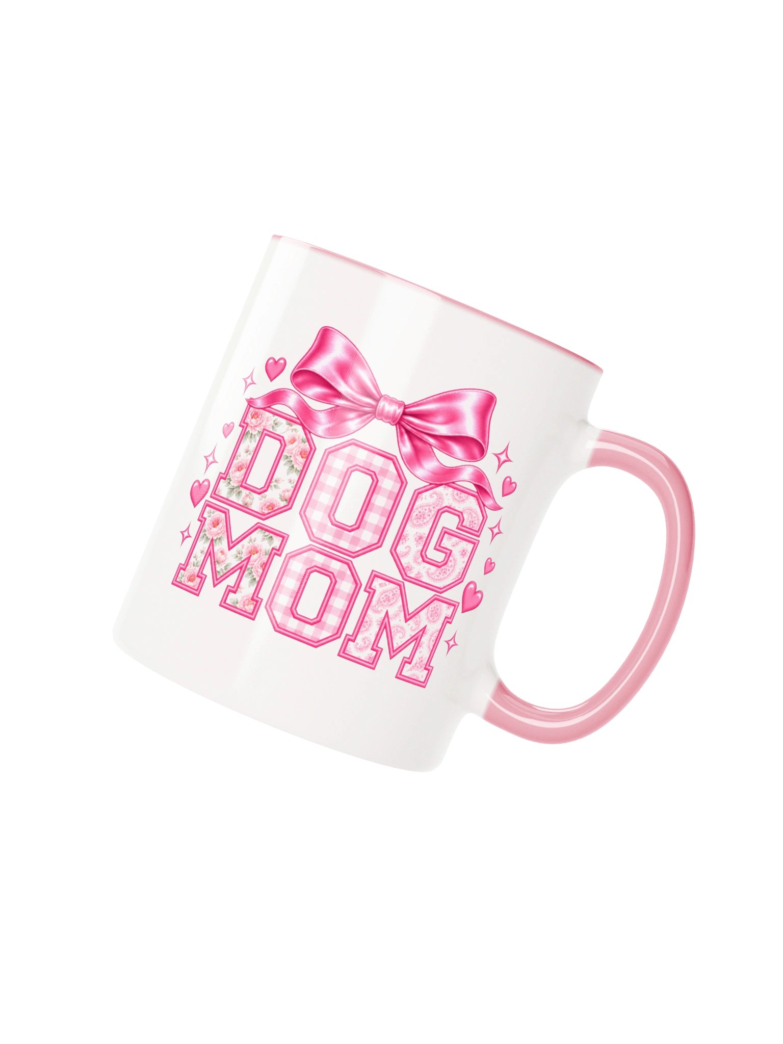 Coquette Dog Mom Mug – Pink Bow Embroidery Style Coffee Mug | Gift for Dog Moms product image (4)