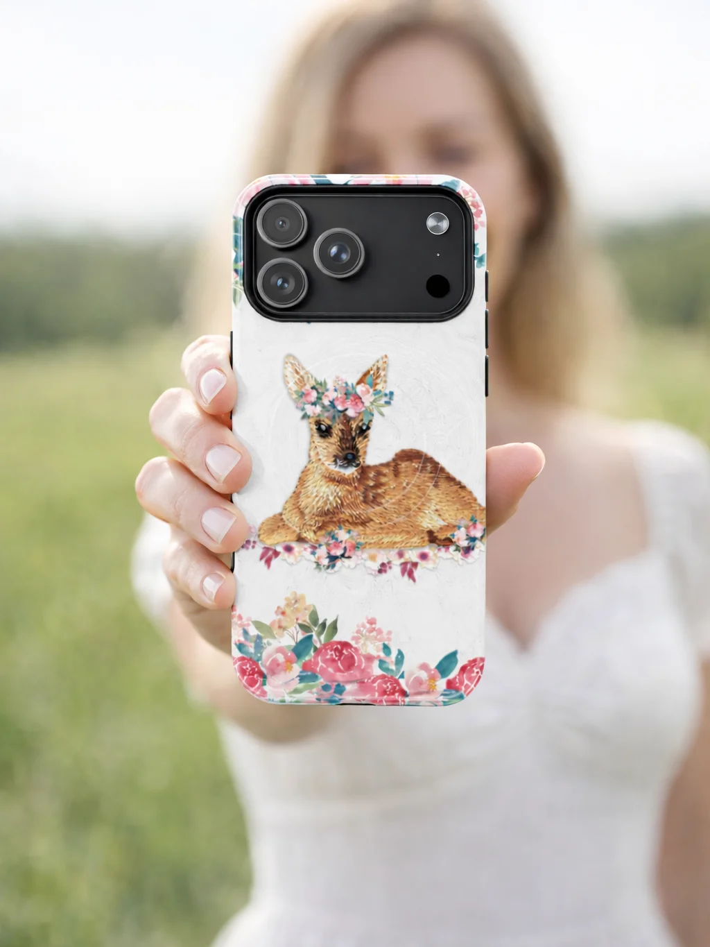 FAWN WITH WATERCOLOR FLOWERS MagSafe® Tough Case product image (5)