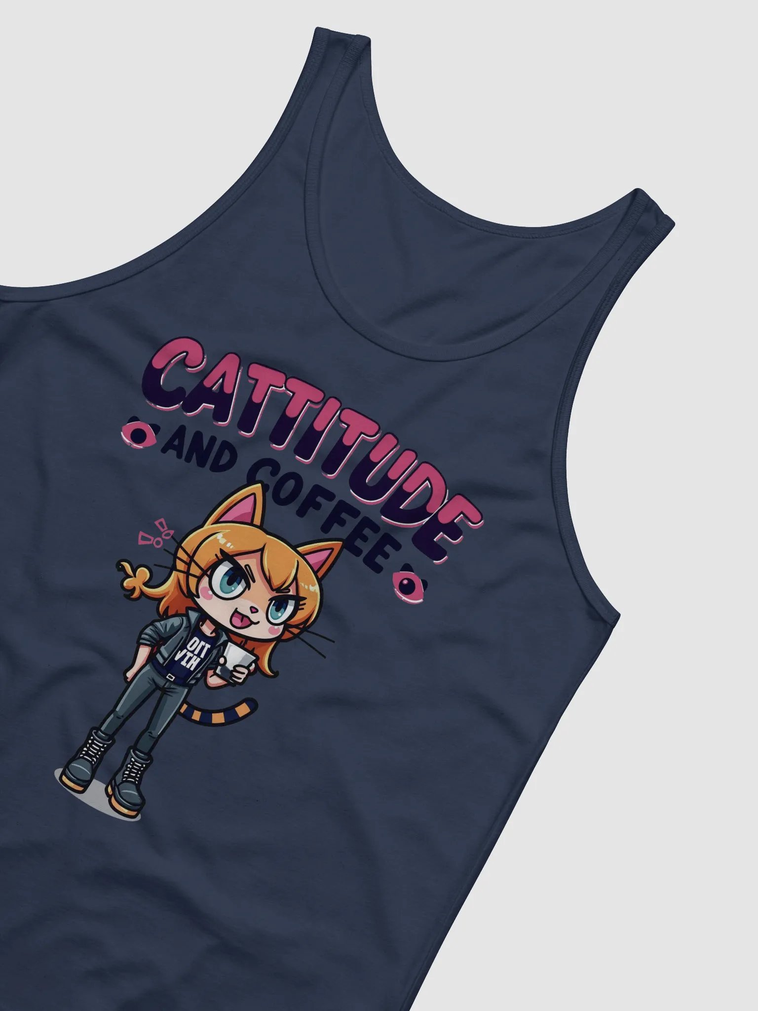 Cattitude and Coffee Cartoon Tank product image (20)