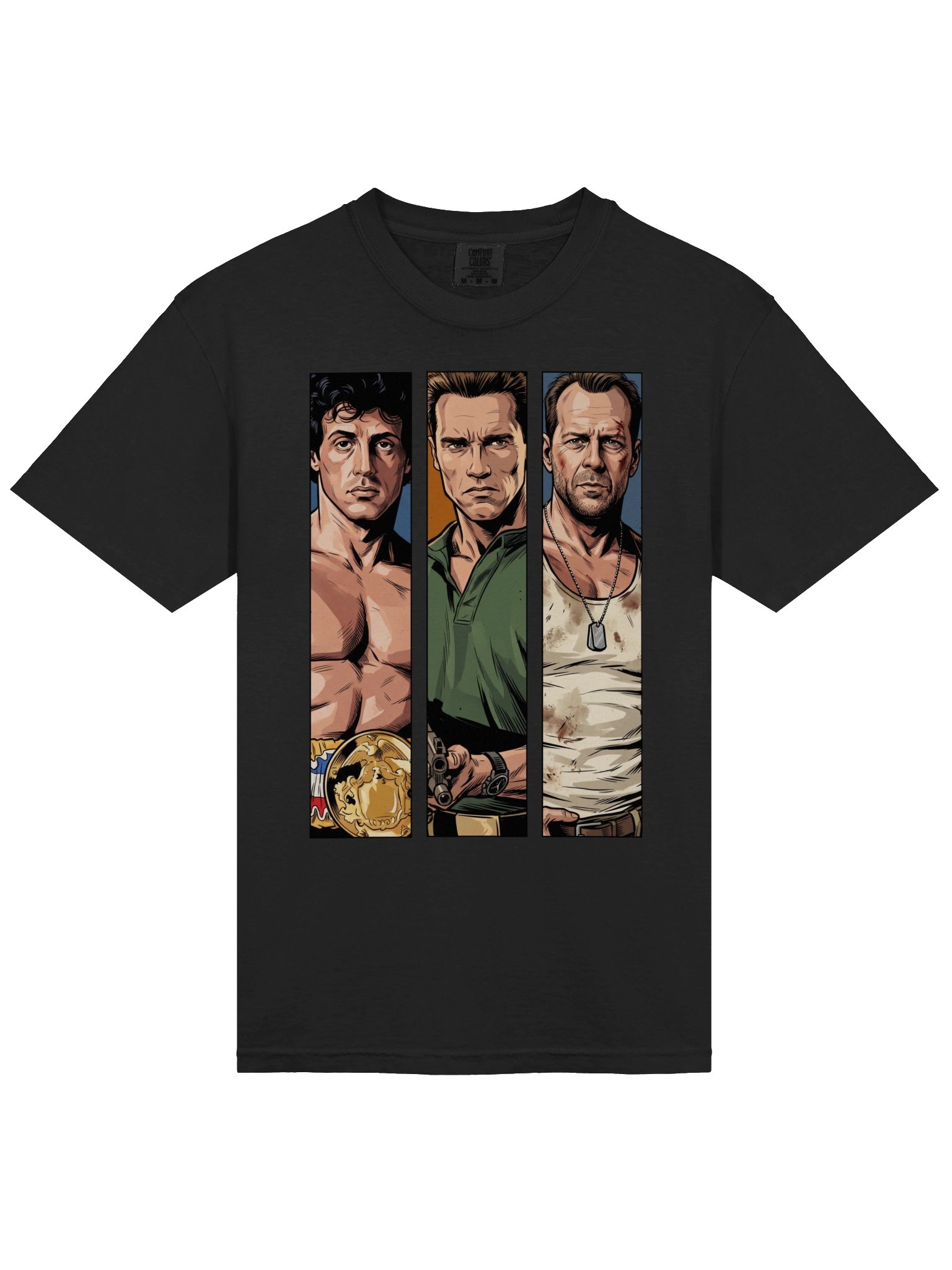 Stallone, Schwarzenegger, Willis Action Trio T-Shirt product image (10)
