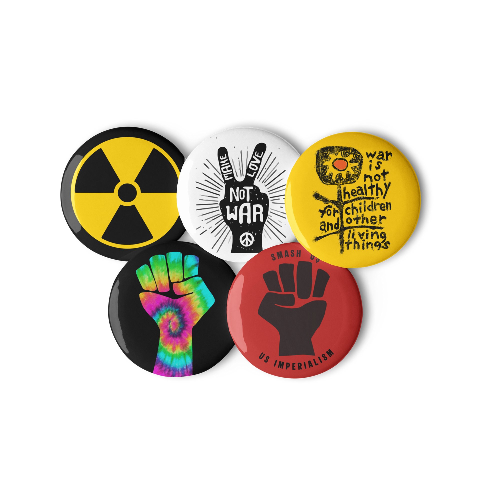 Anti war pin buttons set of 5 product image (2)