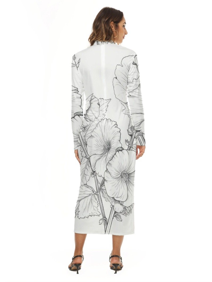 Elegant Monochrome Floral Print Maxi Dress product image (4)