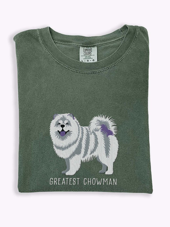 Greatest Chowman T-Shirt(Embroidered) of a Chow Chow(White) product image (1)