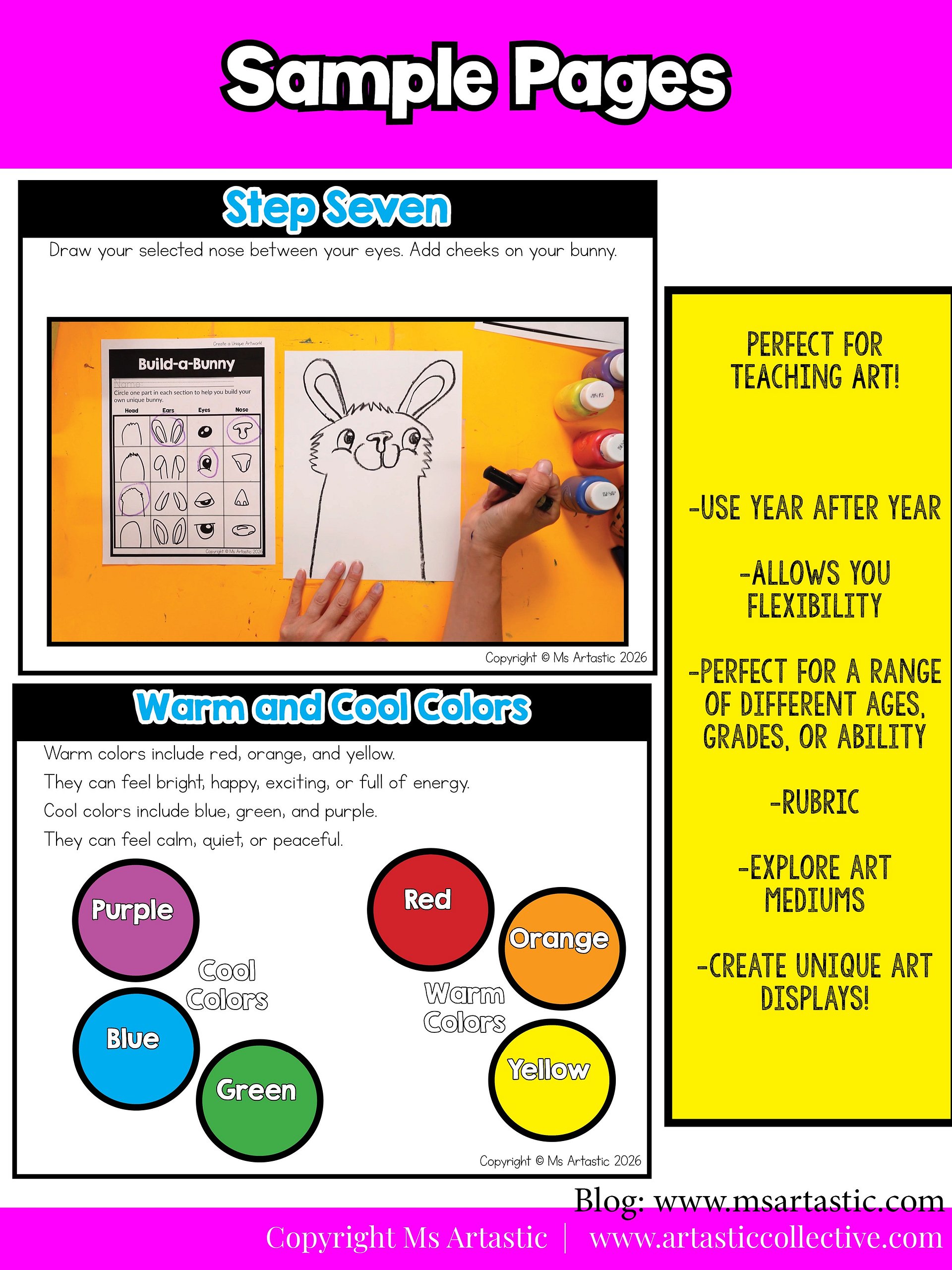 Color Wheel Art Lesson 2nd Grade Element of Art Project Colors Bunny Art Project product image (7)