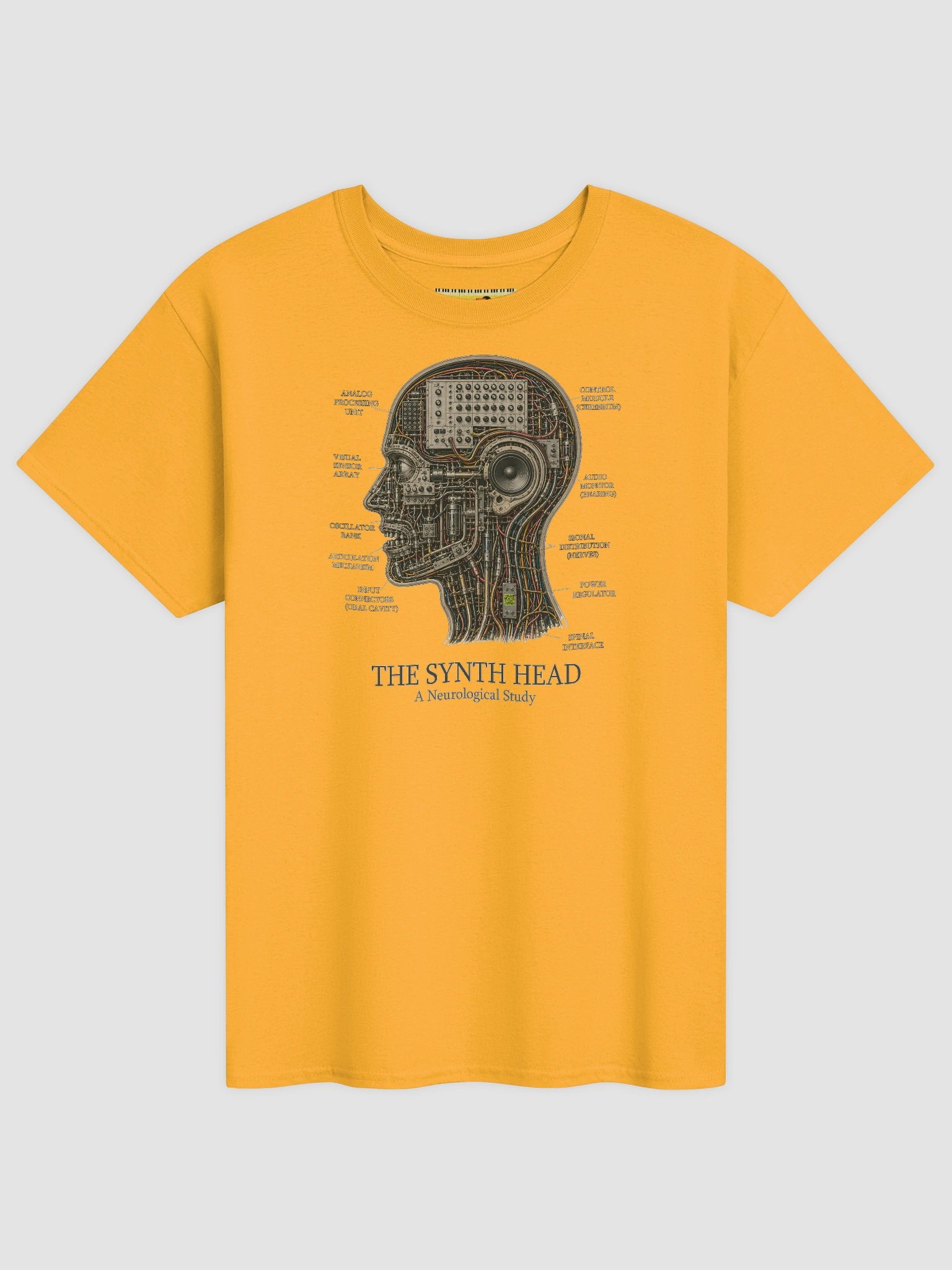 THE SYNTH HEAD a Neurological Study, by Frank Fonik (tb-3-0-3 tribute), Techno EDM, Unisex t-shirt product image (1)