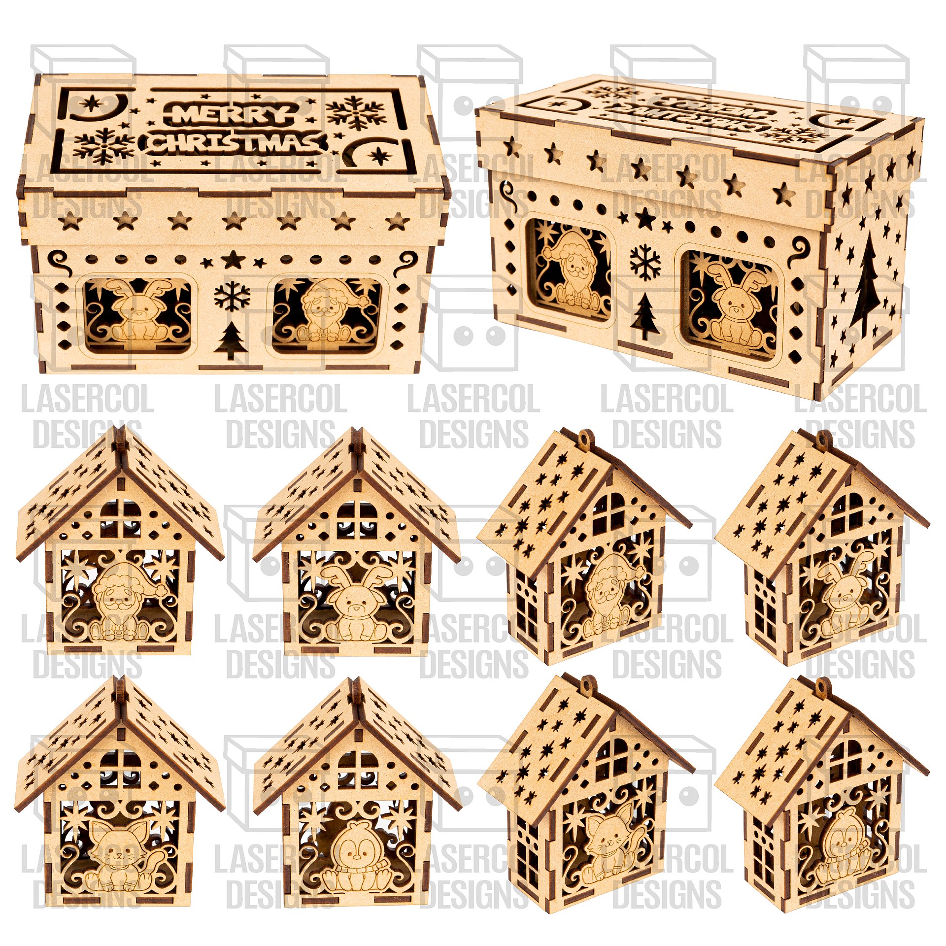 Christmas Characters Houses Ornaments Box Set 1 & Set 2 - Laser Cut Files product image (9)
