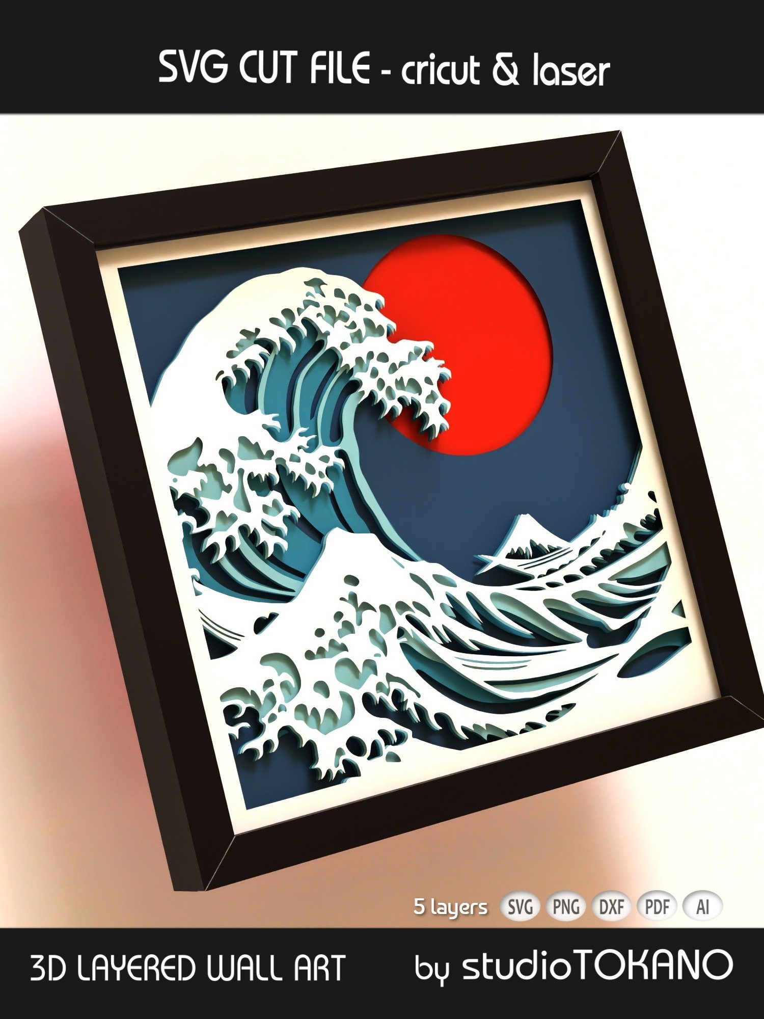 Great Wave Shadow box SVG product image (8)